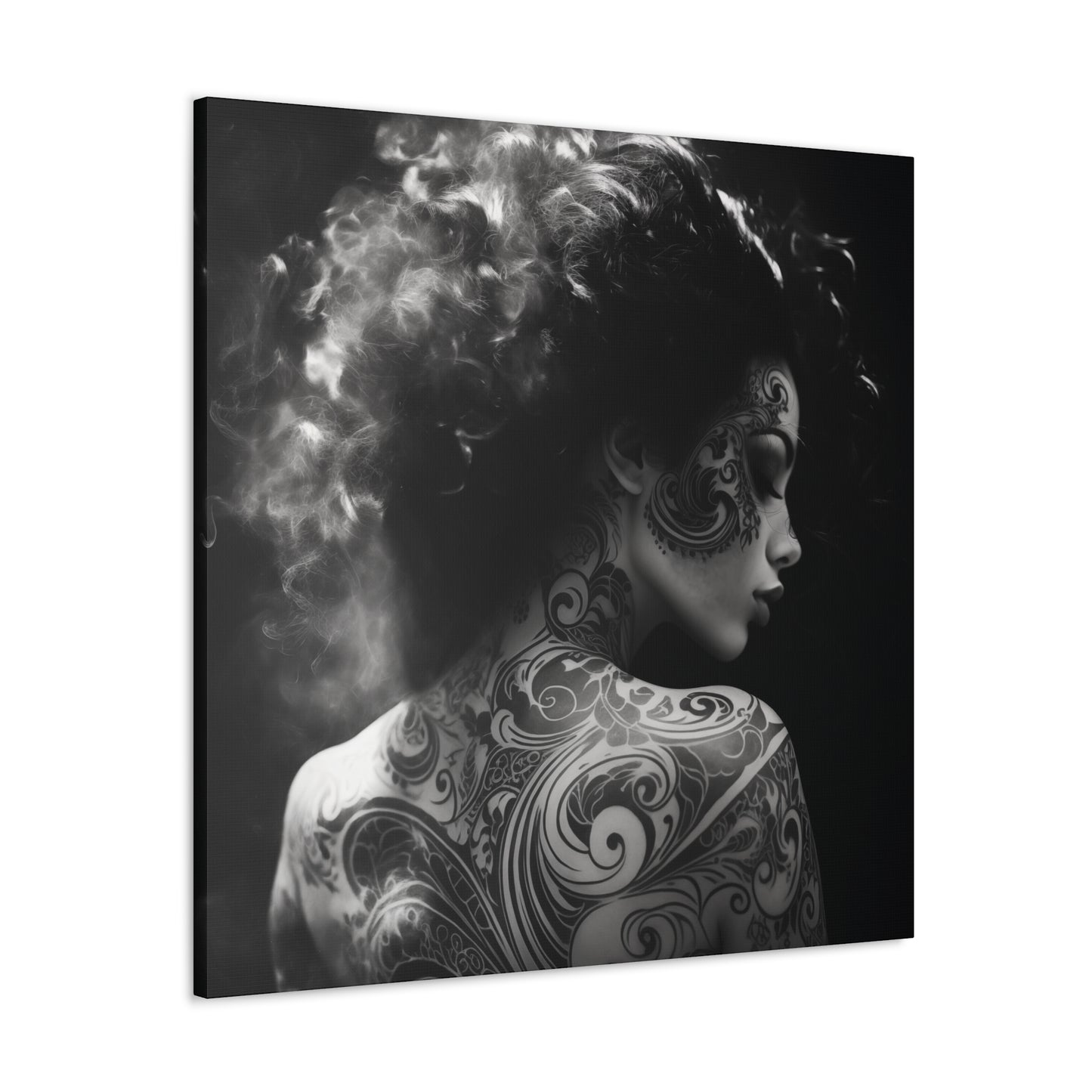 Canvas Gallery Wrap - Black and White Photography - Tattooed and Smoking Again