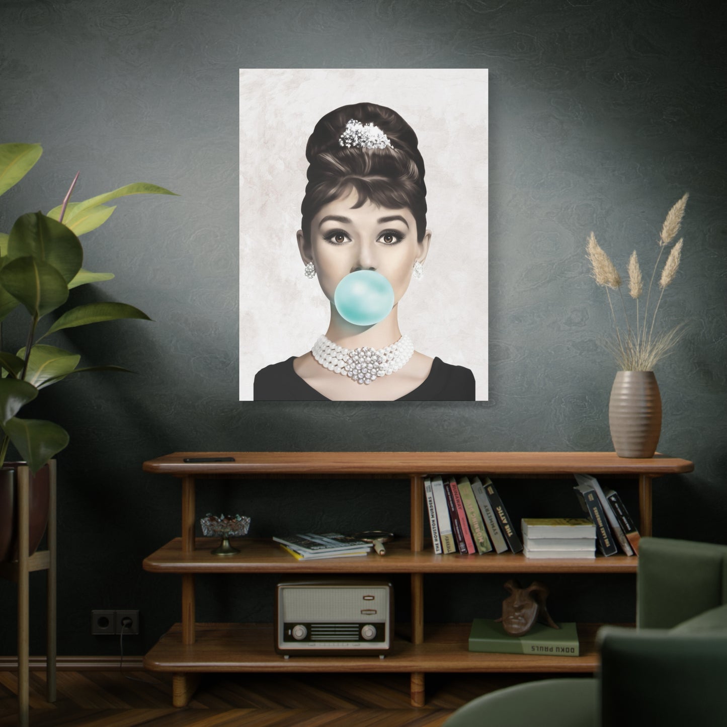 Gallery Wrapped Canvas, Audrey Hepburn Art Canvas, Celebrity Diva Art Canvas – Audrey Hepburn Bubblegum
