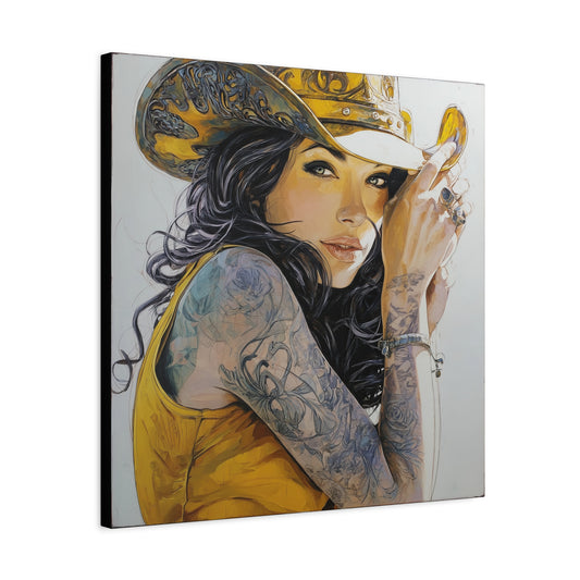 Gallery Wrapped Canvas, Wranglers and Wreckage Art Canvas, Erotic Pinup Art Canvas – Delilah