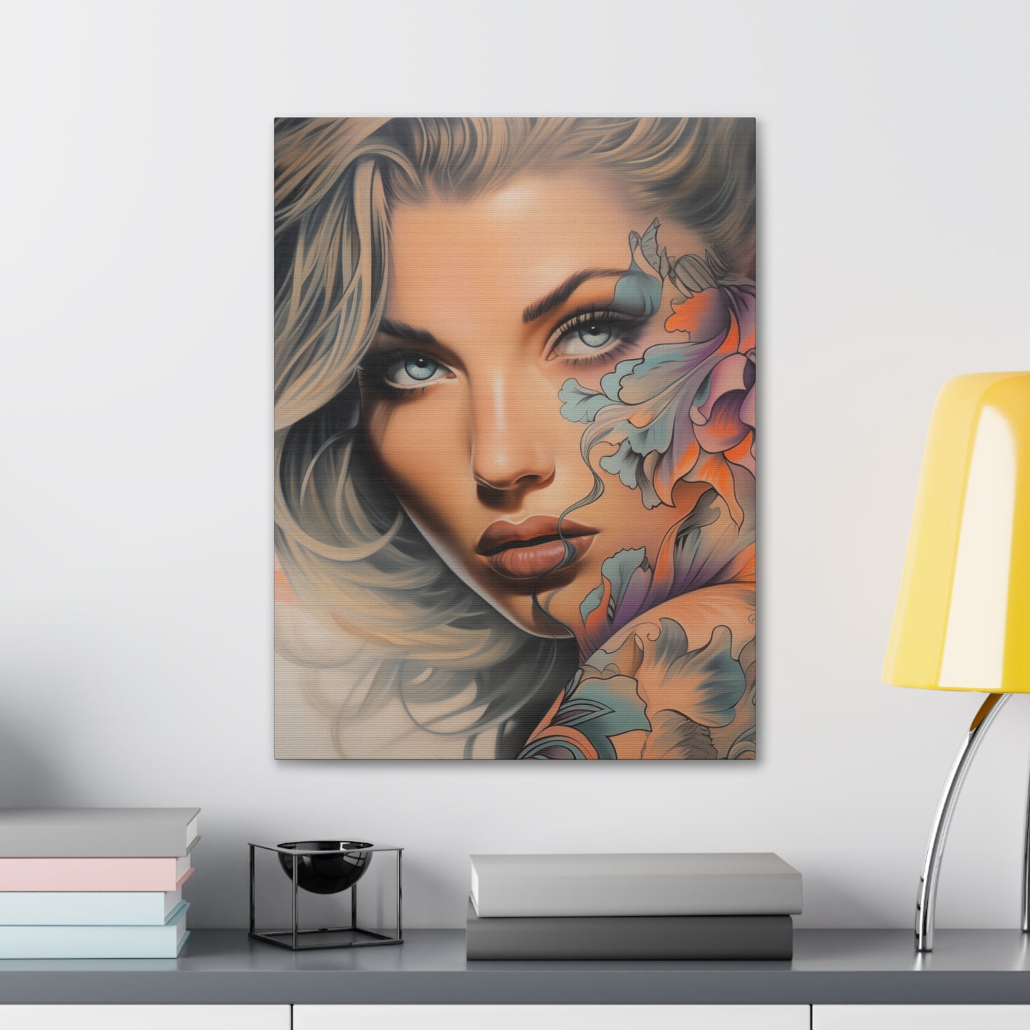Gallery Wrapped Canvas, Edgy Tattooed Beauty, Urban Pop Art Canvas – Bella