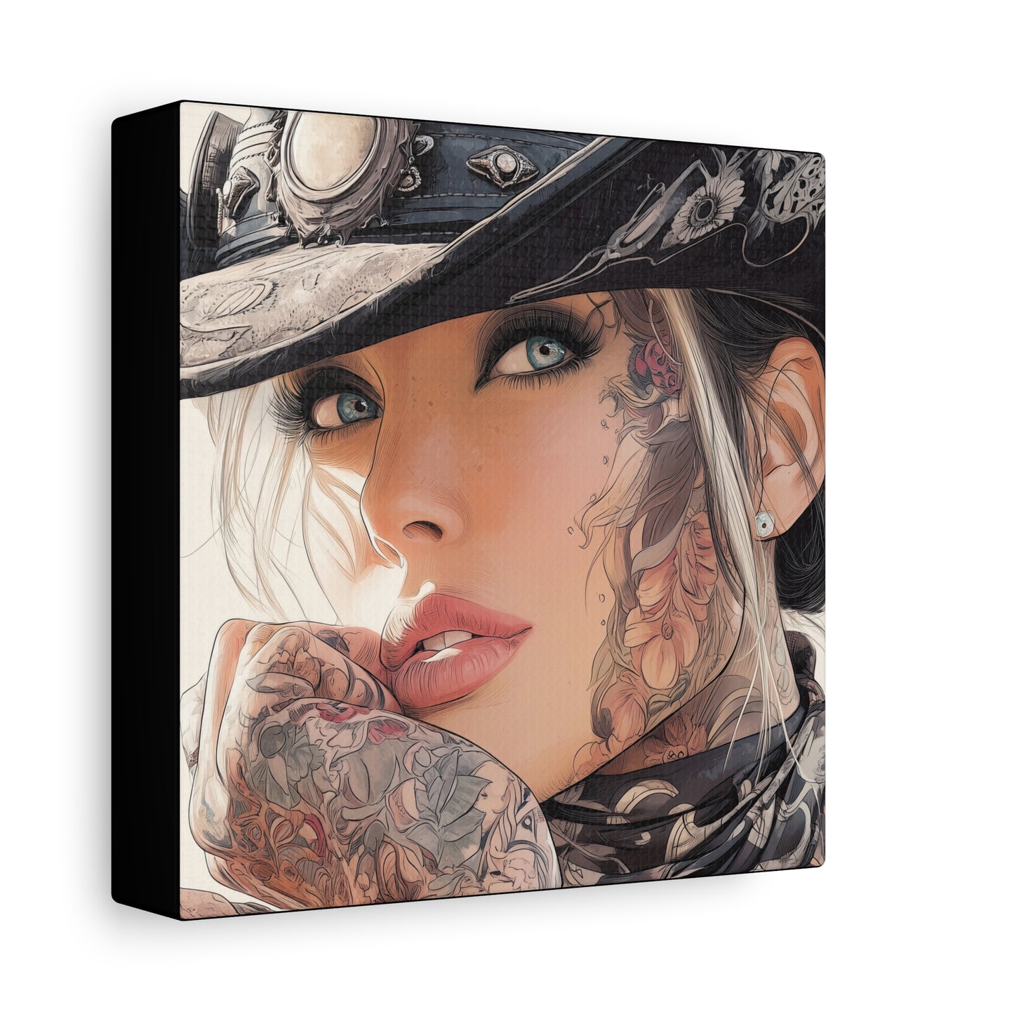 Gallery Wrapped Canvas, Wranglers and Wreckage Art Canvas, Erotic Pinup Art Canvas – Raine