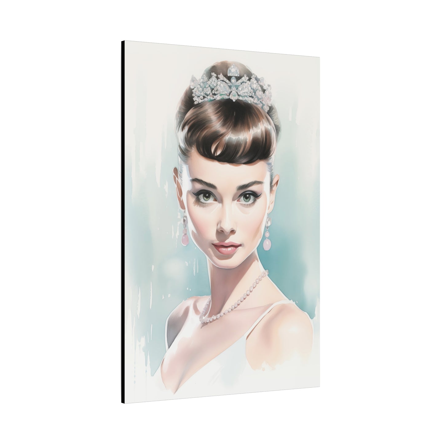 Canvas Wall Art, Gallery Wrapped Pop Art, Celebrity Wall Art – Audrey Hepburn - Robin Egg Blue