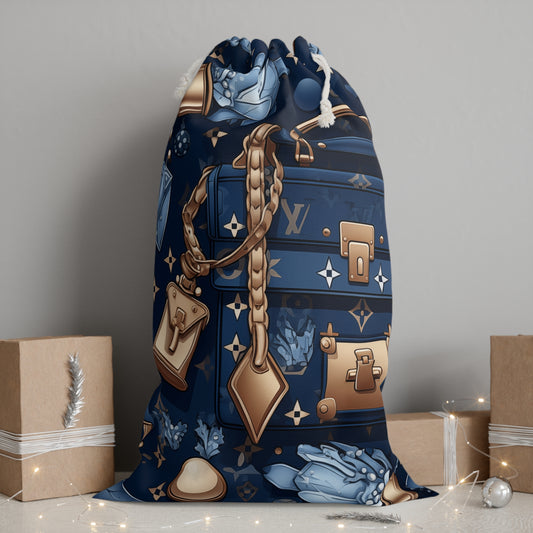 Designer Inspired Gift Sack - LV Blue and Gold