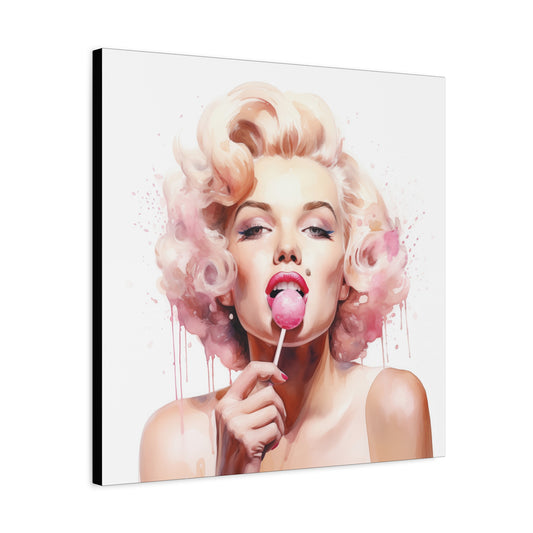 Canvas Wall Art, Gallery Wrapped Pop Art, Celebrity Wall Art – Marilyn Monroe - Lollipop