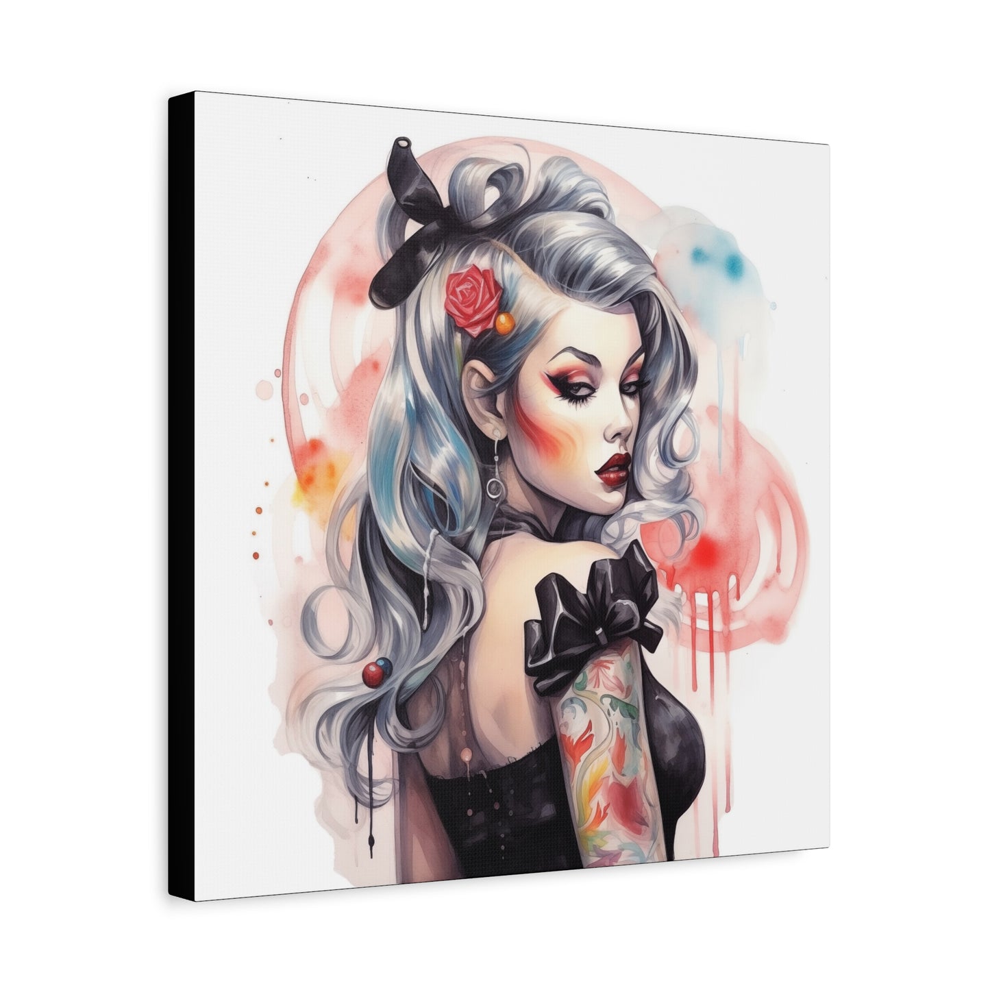 Gallery Wrapped Canvas, Edgy Tattooed Beauty, Urban Pop Art Canvas – Sabella