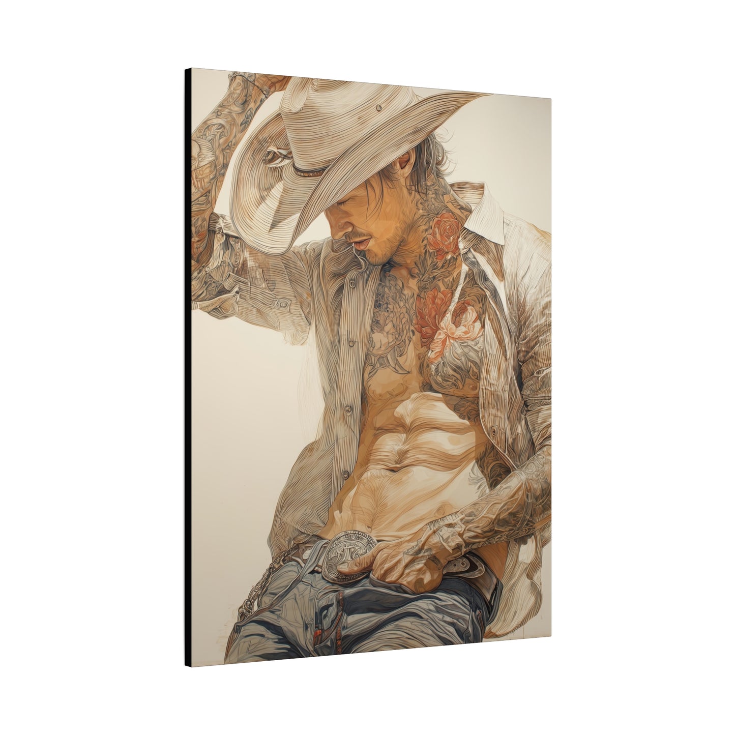 Gallery Wrapped Canvas, Wranglers and Wreckage Art Canvas, Erotic Pinup Art Canvas – Levi