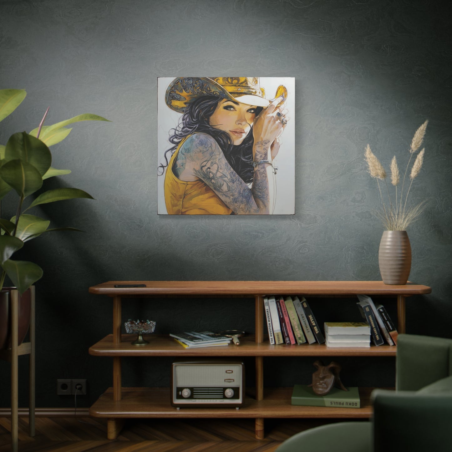 Gallery Wrapped Canvas, Wranglers and Wreckage Art Canvas, Erotic Pinup Art Canvas – Delilah