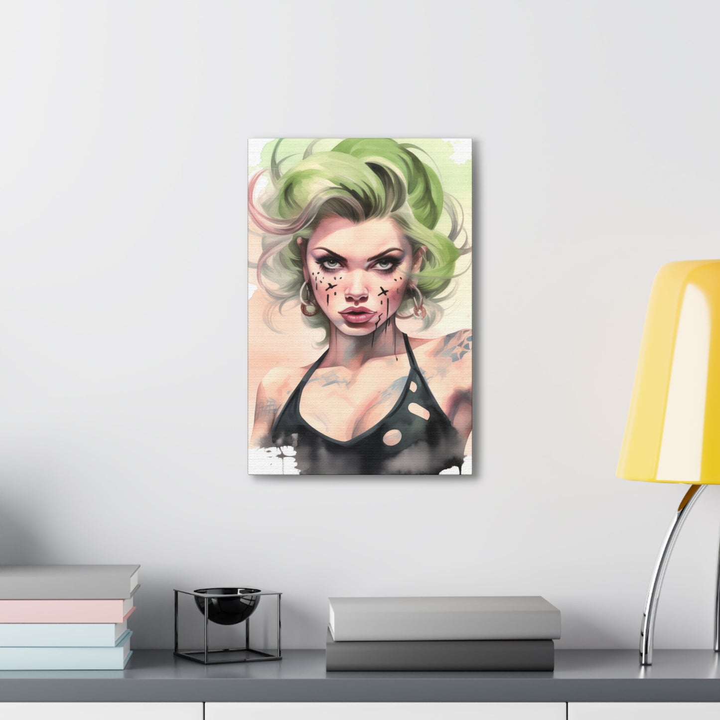 Gallery Wrapped Canvas, Edgy Tattooed Beauty, Urban Pop Art Canvas – Ivy