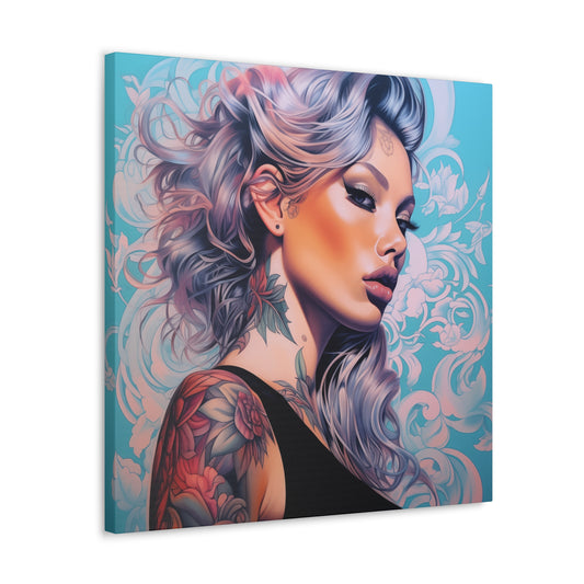 Gallery Wrapped Canvas, Edgy Tattooed Beauty, Urban Pop Art Canvas – Arabella