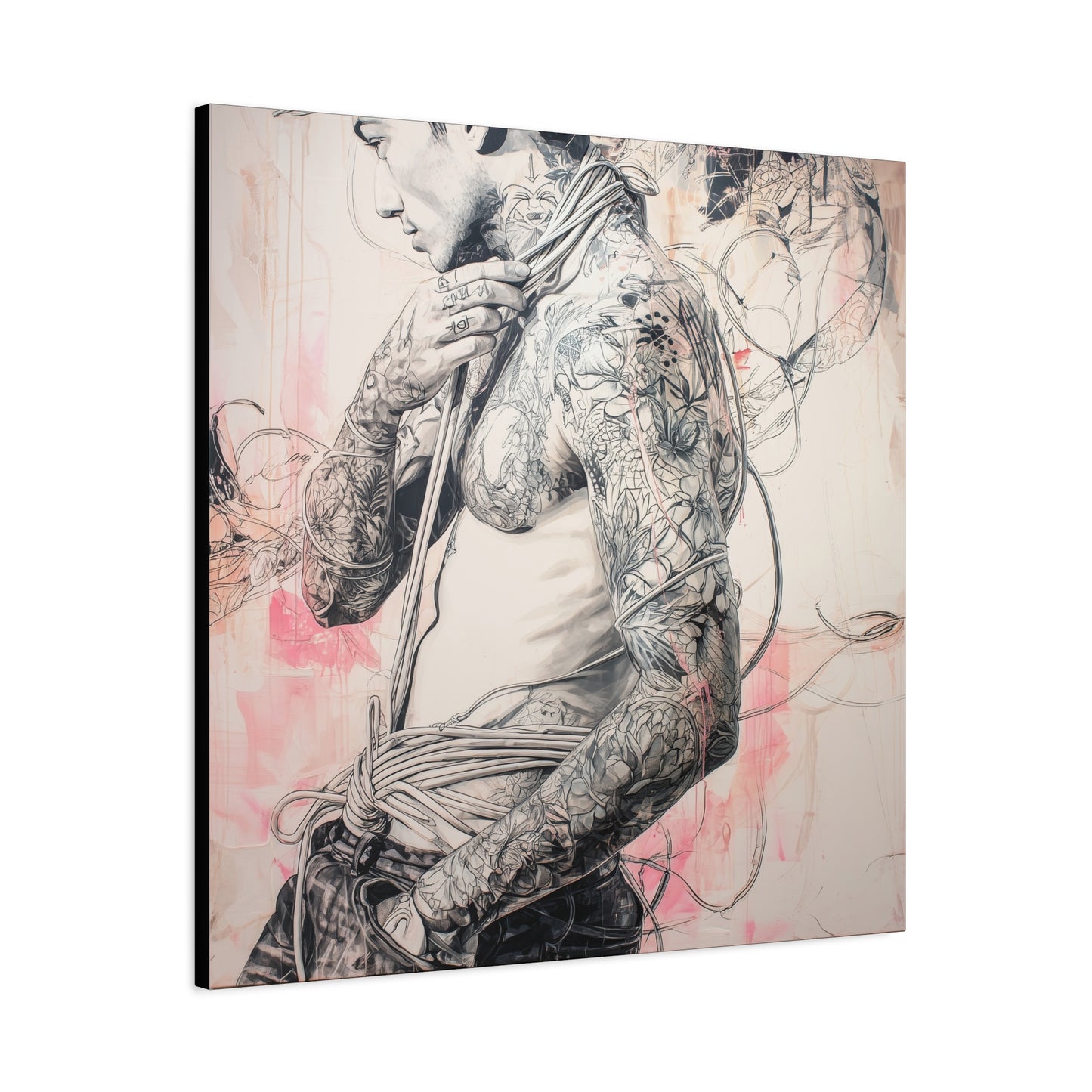 Gallery Wrapped Canvas, Ropes and Reverence Art Canvas, Erotic Shibari Art Canvas – Asher
