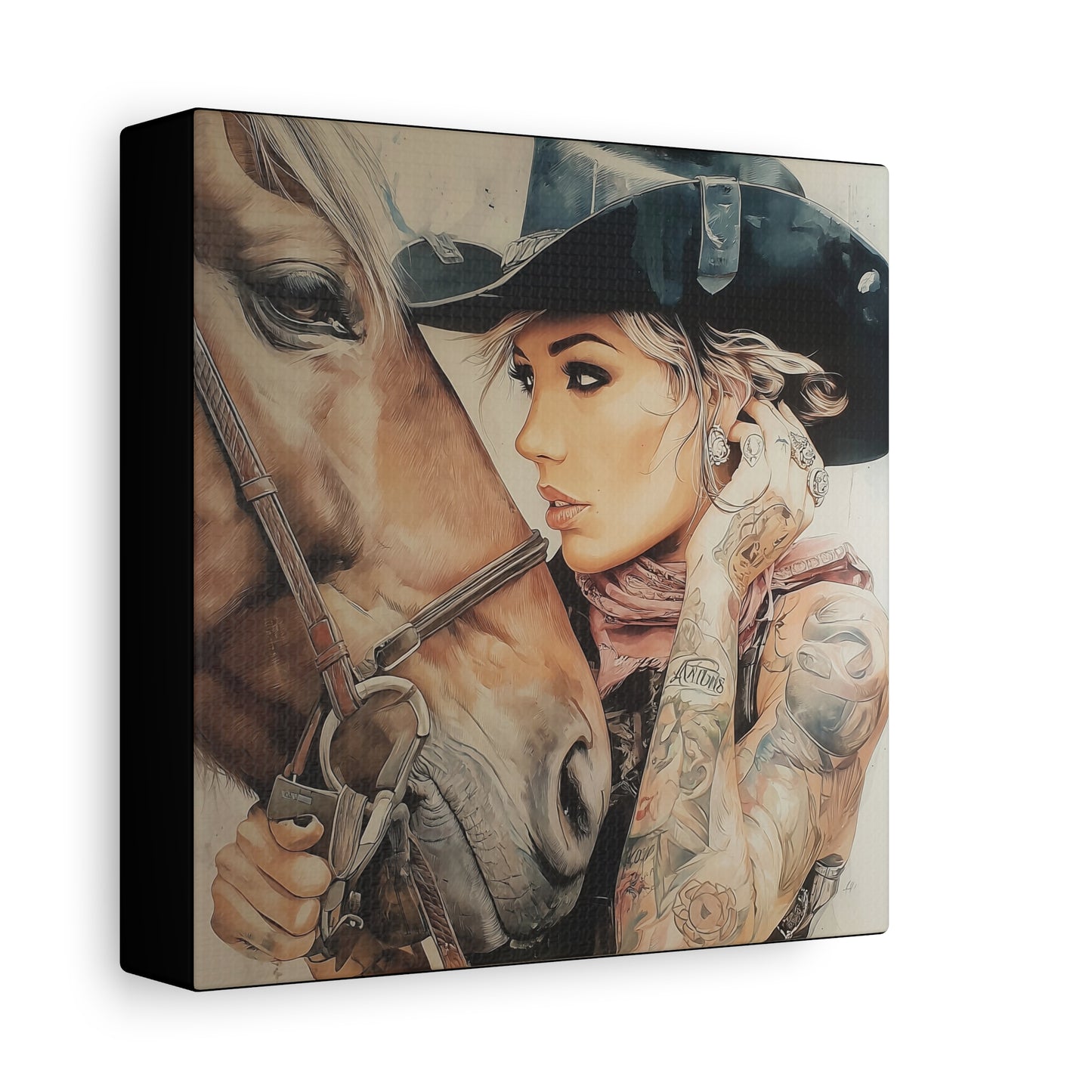 Gallery Wrapped Canvas, Wranglers and Wreckage Art Canvas, Erotic Pinup Art Canvas – Frankie