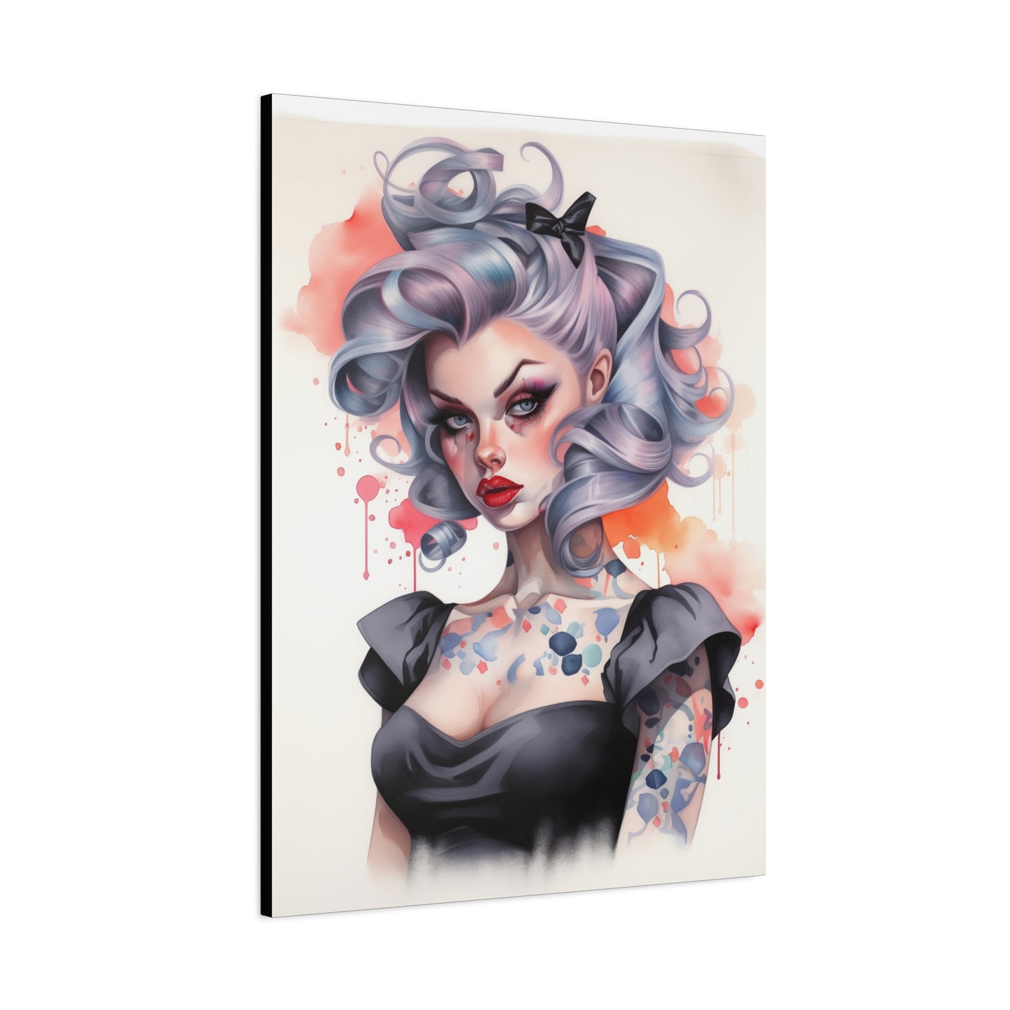 Gallery Wrapped Canvas, Edgy Tattooed Beauty, Urban Pop Art Canvas – Noelle