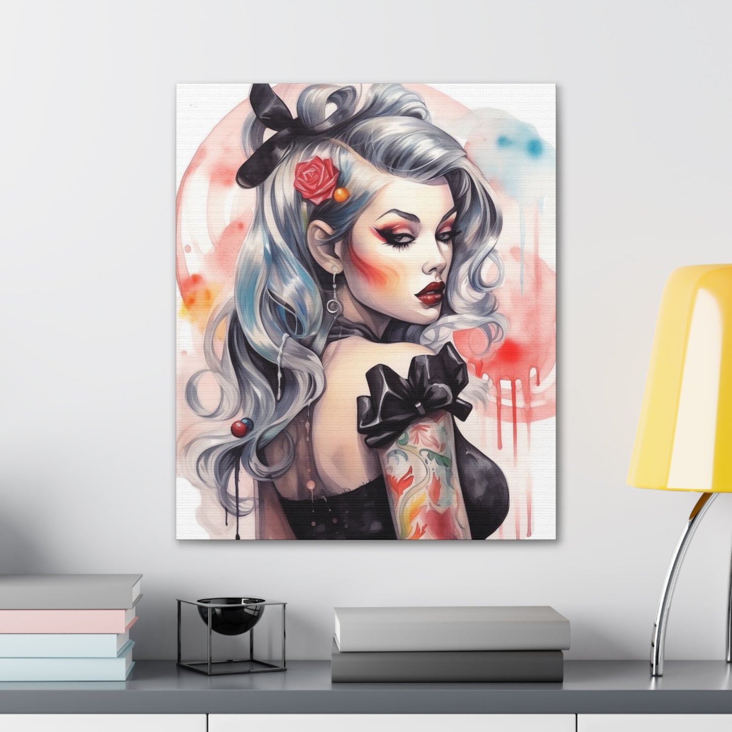 Gallery Wrapped Canvas, Edgy Tattooed Beauty, Urban Pop Art Canvas – Sabella