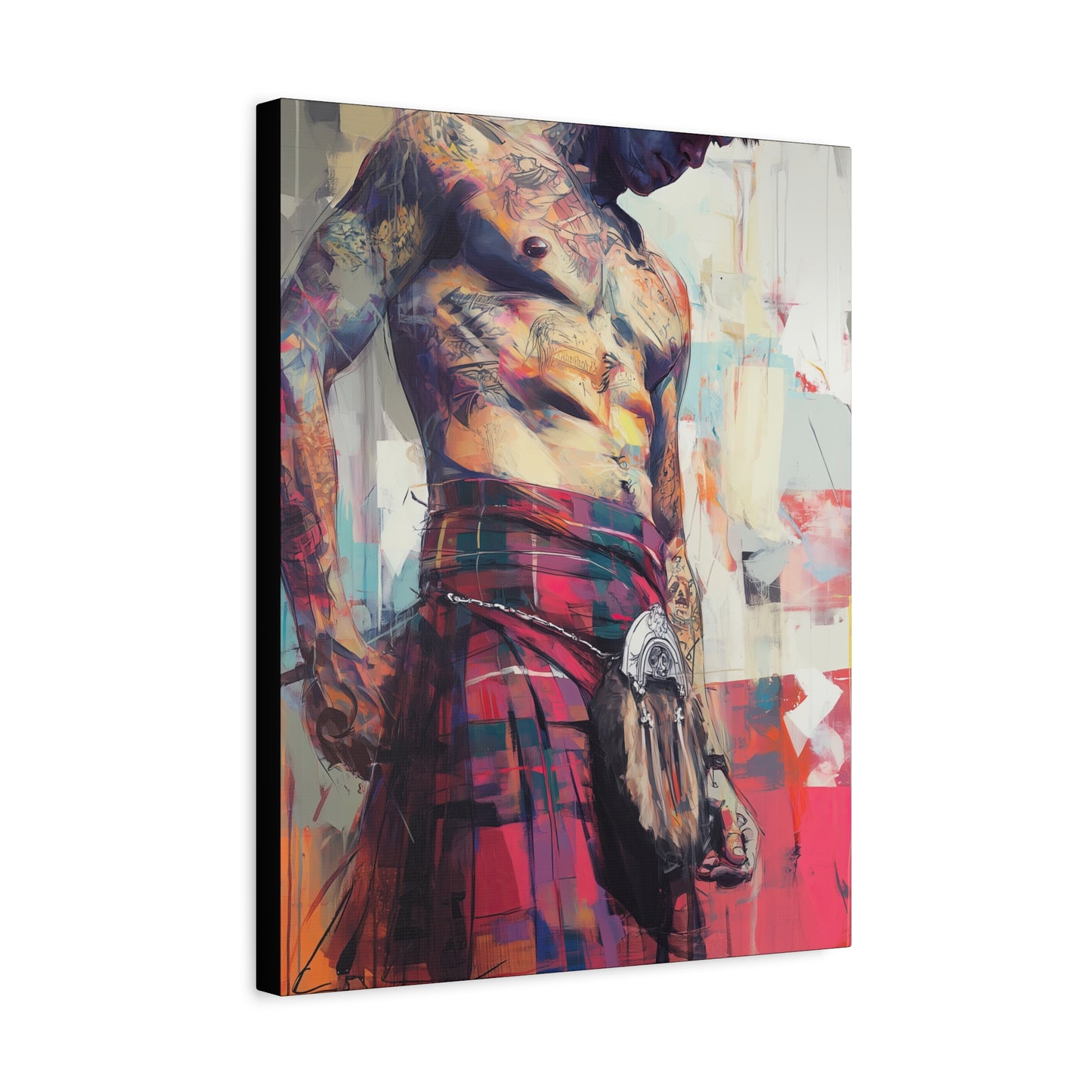 Gallery Wrapped Canvas, Kilts and Carnage Art Canvas, Erotic Pinup Art Canvas – Angus