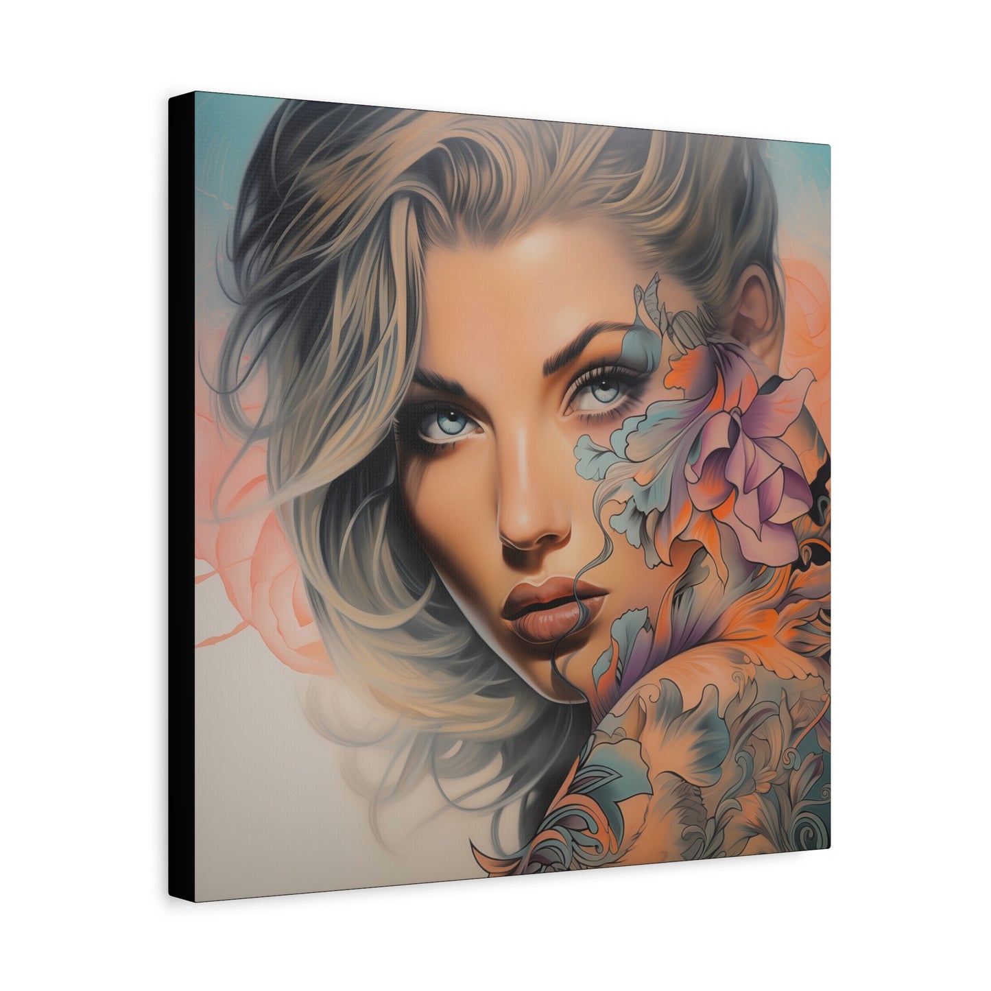Gallery Wrapped Canvas, Edgy Tattooed Beauty, Urban Pop Art Canvas – Bella