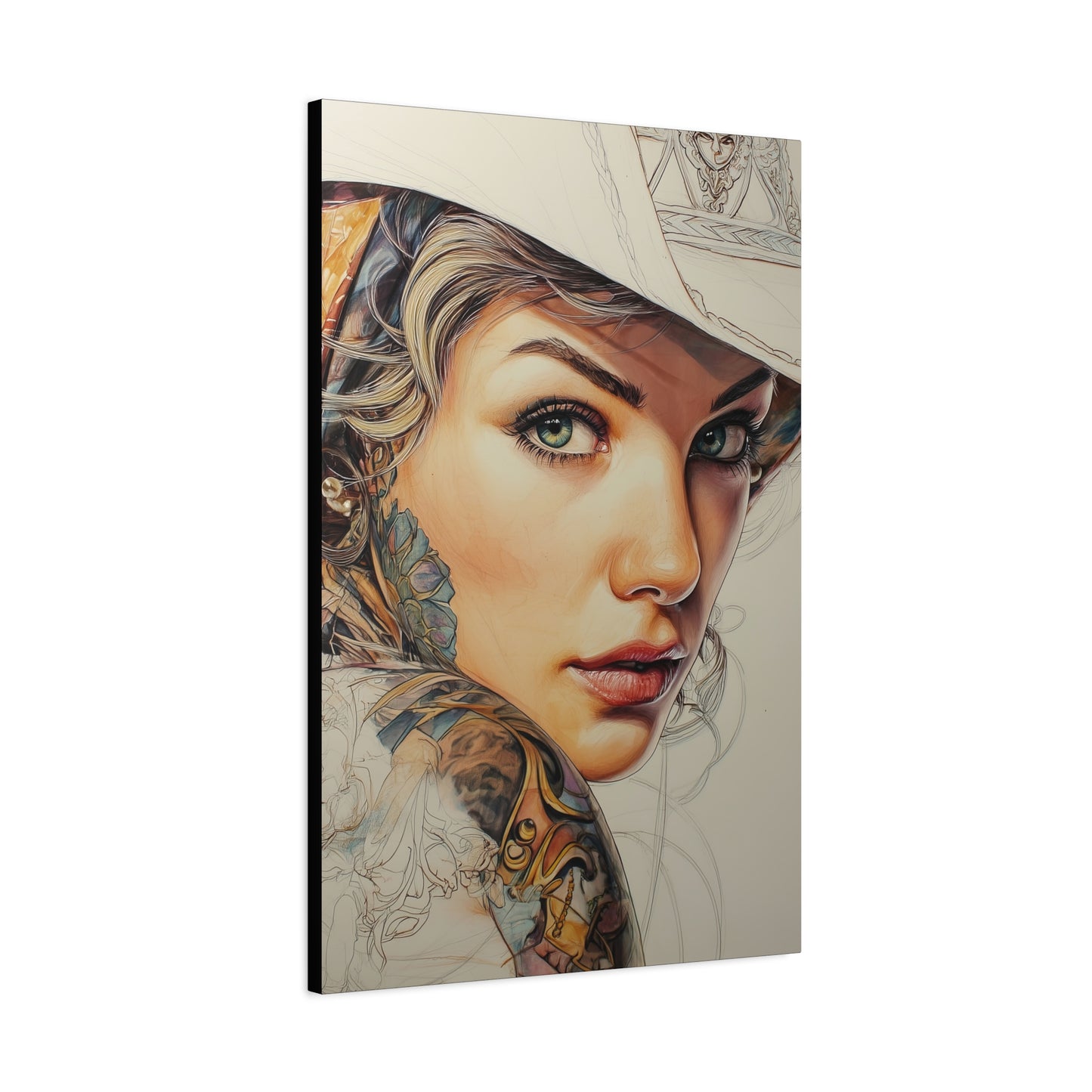 Gallery Wrapped Canvas, Wranglers and Wreckage Art Canvas, Erotic Pinup Art Canvas – Shiloh