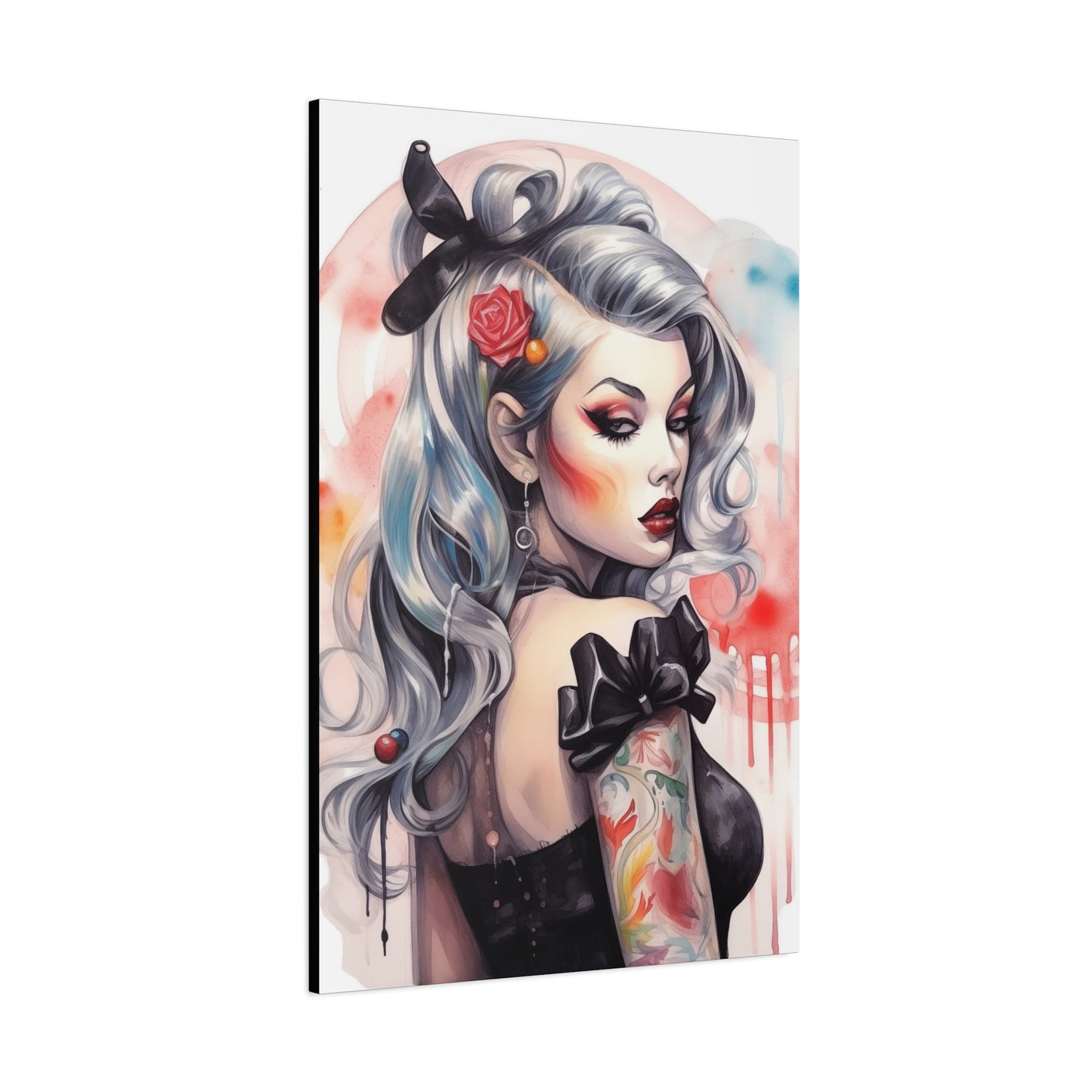 Gallery Wrapped Canvas, Edgy Tattooed Beauty, Urban Pop Art Canvas – Sabella