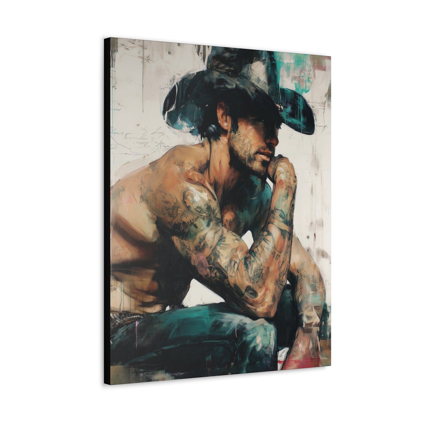 Gallery Wrapped Canvas, Wranglers and Wreckage Art Canvas, Erotic Pinup Art Canvas – Jimmy