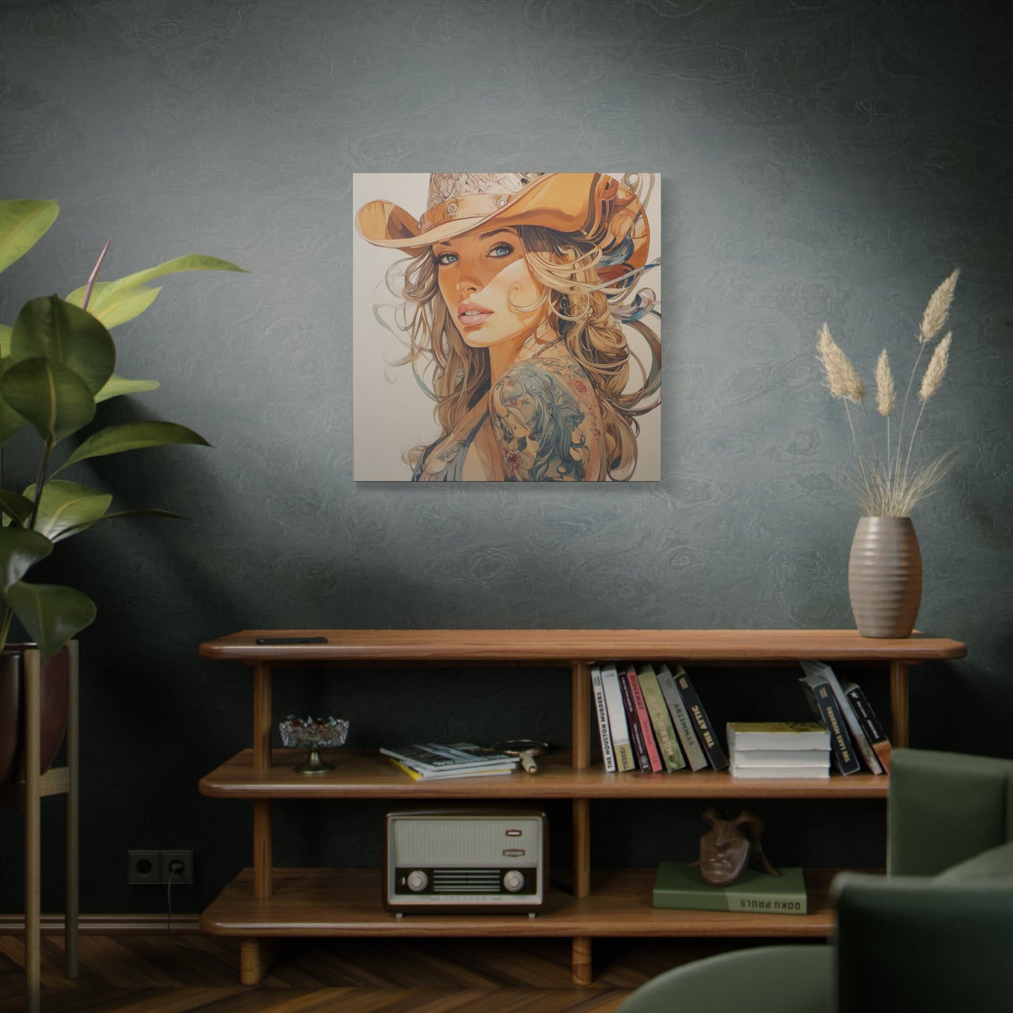 Gallery Wrapped Canvas, Wranglers and Wreckage Art Canvas, Erotic Pinup Art Canvas – Annie