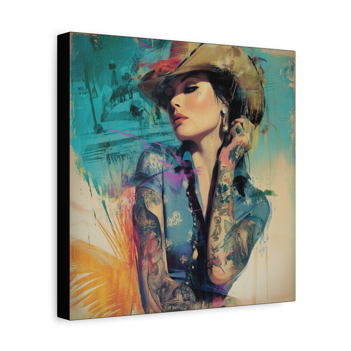 Gallery Wrapped Canvas, Wranglers and Wreckage Art Canvas, Erotic Pinup Art Canvas – Sierra