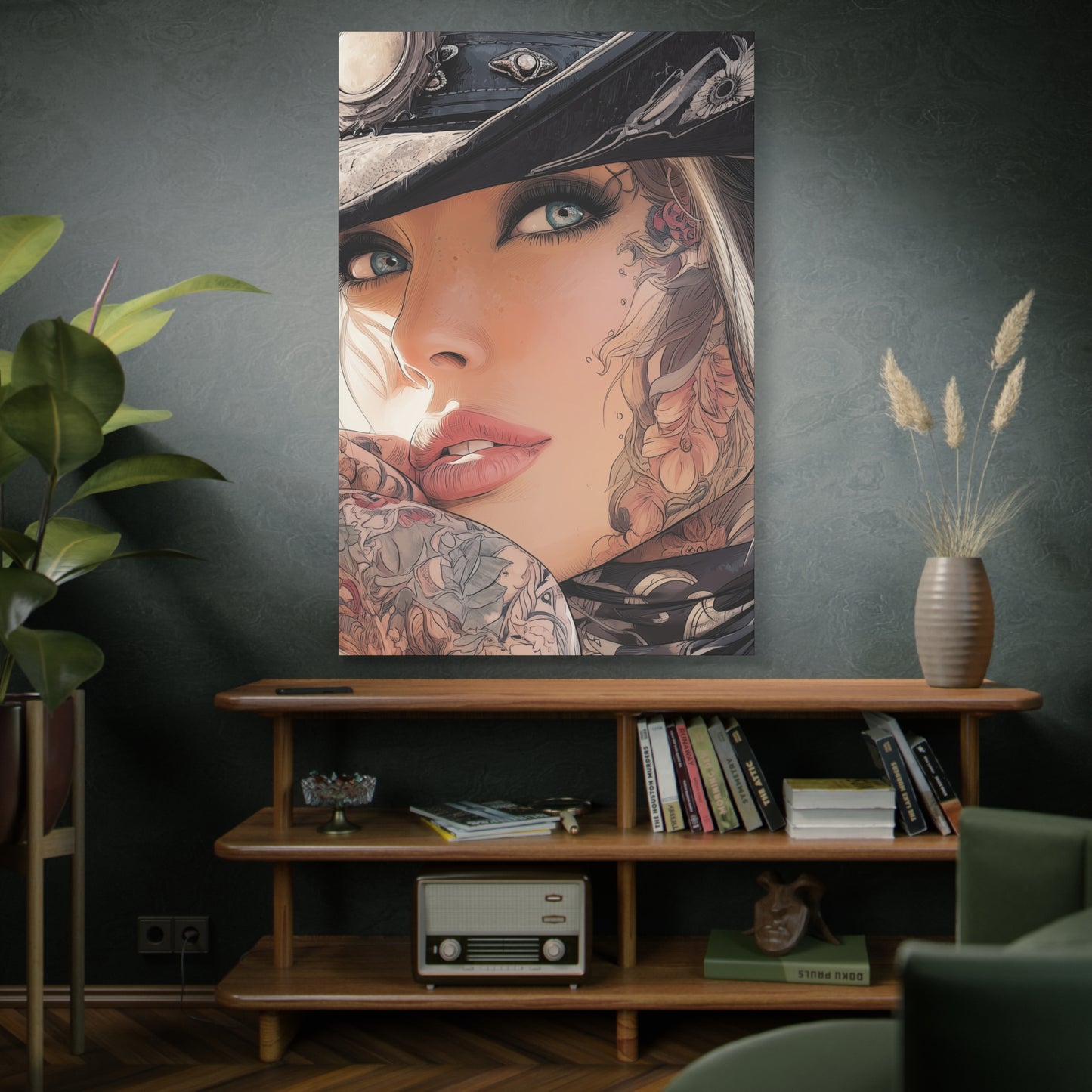 Gallery Wrapped Canvas, Wranglers and Wreckage Art Canvas, Erotic Pinup Art Canvas – Raine