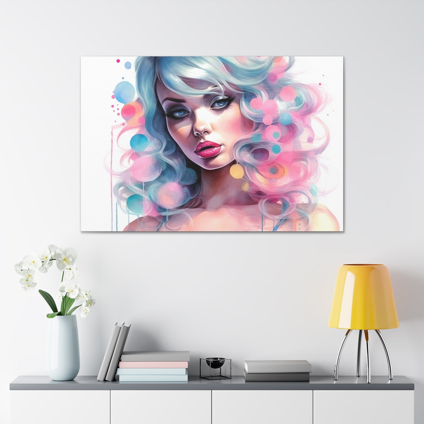 Canvas Gallery Wrapped High-Fashion Wall Art, Stylish Decor, Retro Femme Doll Pop Art – Sylvie