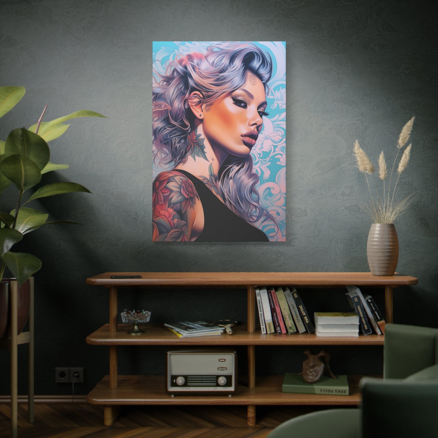 Gallery Wrapped Canvas, Edgy Tattooed Beauty, Urban Pop Art Canvas – Arabella