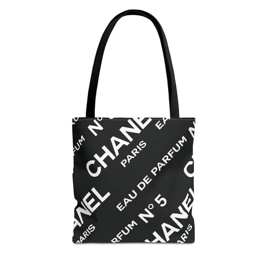 Designer Inspired Tote Bag, Utility Tote - Parfum Bottle Tote - Paris Black