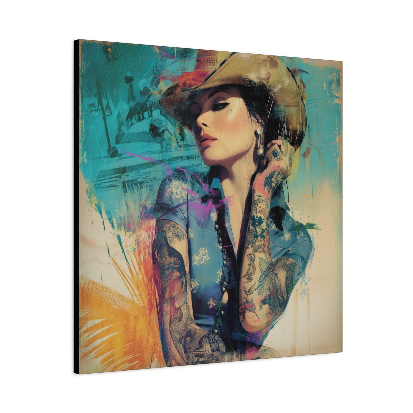 Gallery Wrapped Canvas, Wranglers and Wreckage Art Canvas, Erotic Pinup Art Canvas – Sierra