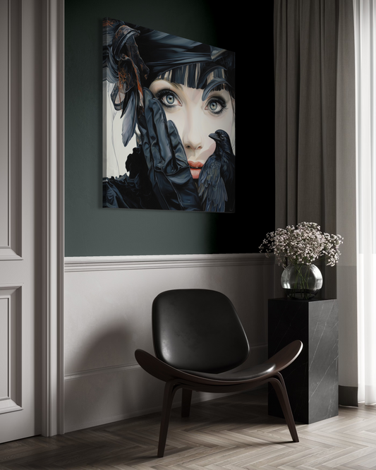 Gallery Wrapped Canvas, Myth and Bones Gothic Art Canvas, Dark Muse Canvas - Mireille