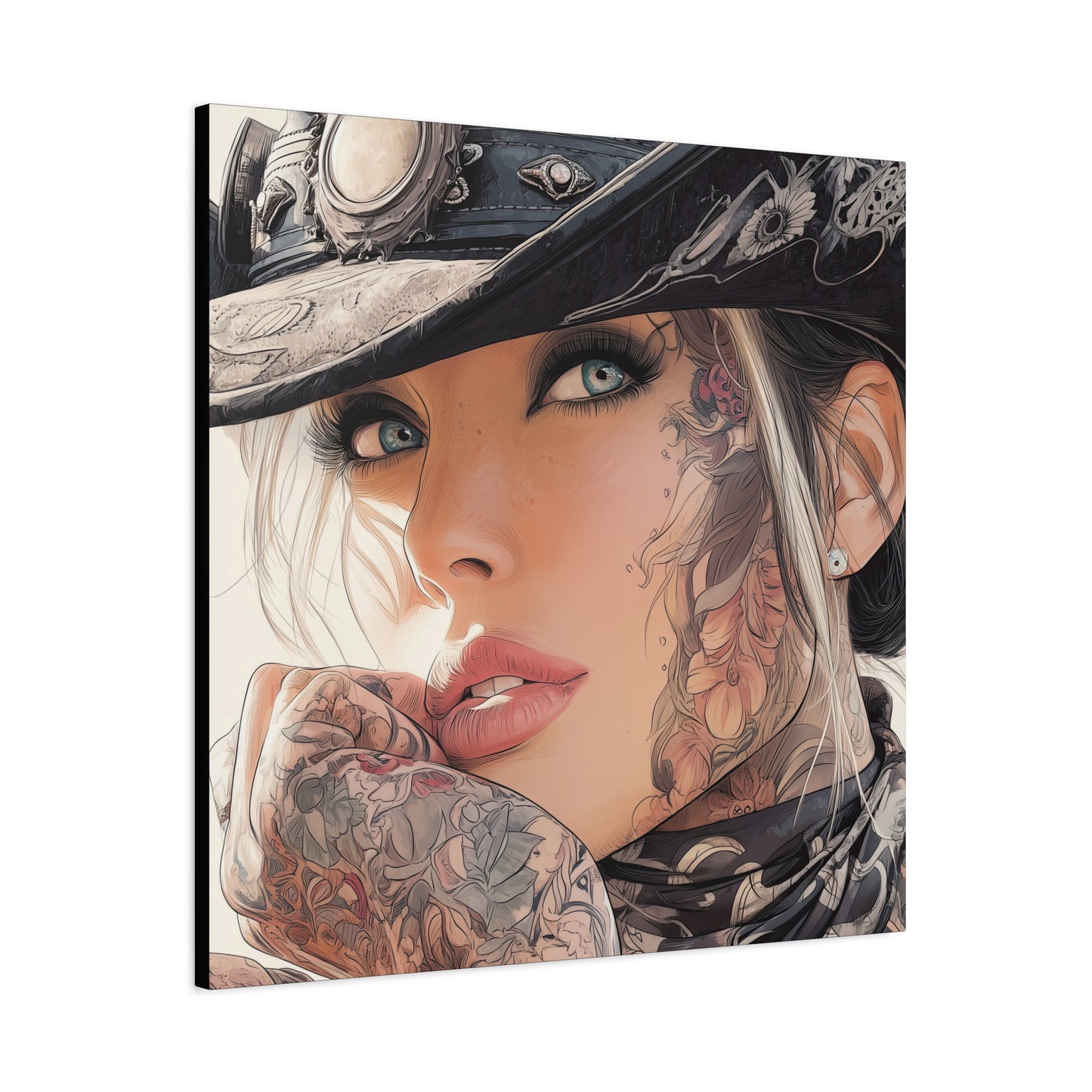 Gallery Wrapped Canvas, Wranglers and Wreckage Art Canvas, Erotic Pinup Art Canvas – Raine
