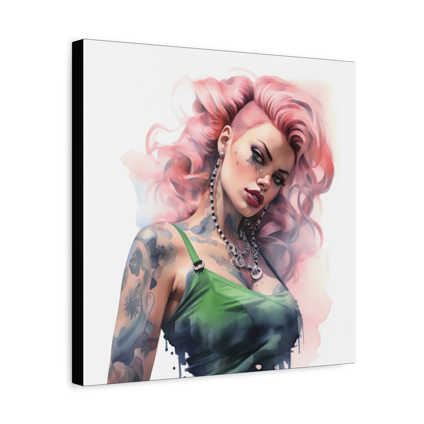 Gallery Wrapped Canvas, Edgy Tattooed Beauty, Urban Pop Art Canvas – Colette