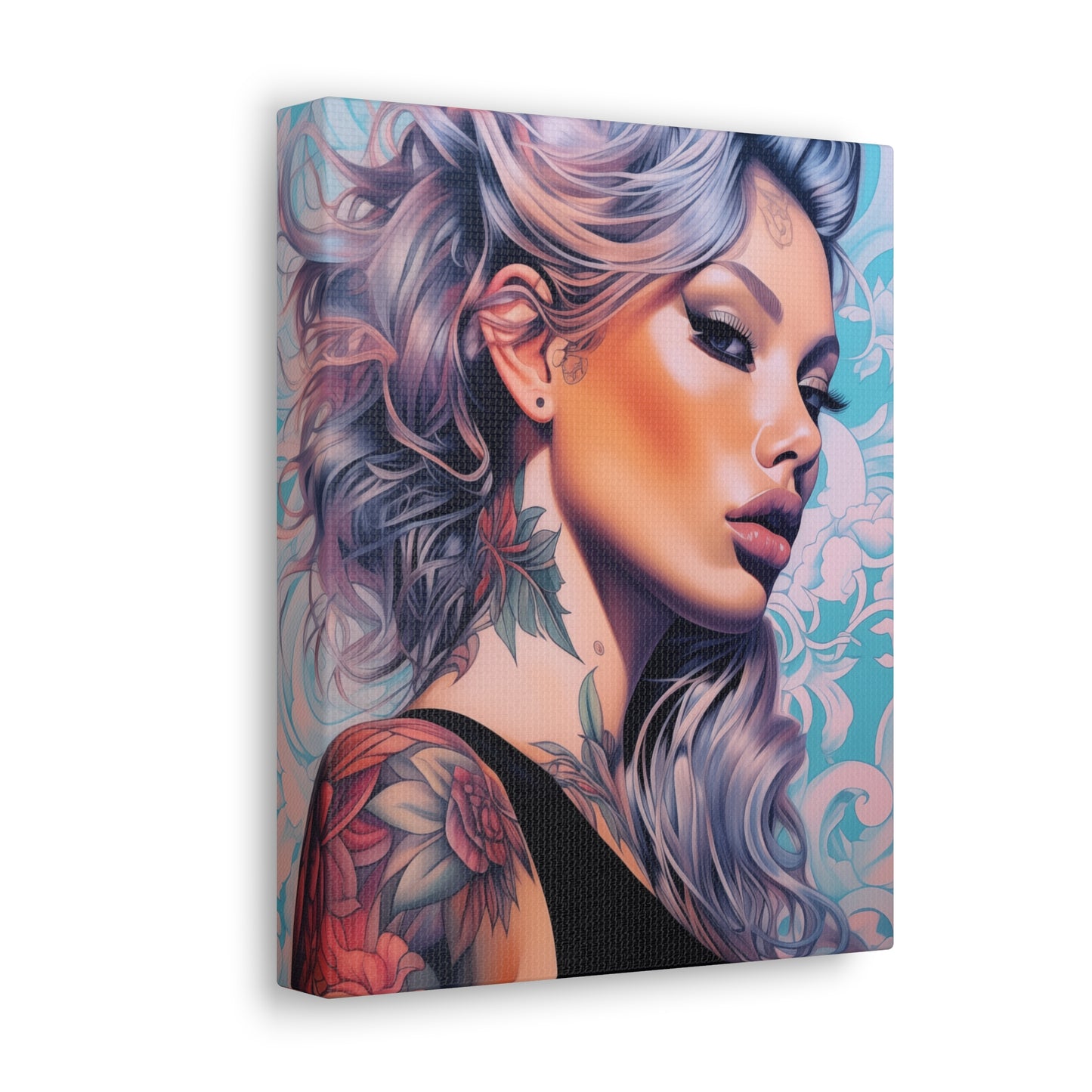 Gallery Wrapped Canvas, Edgy Tattooed Beauty, Urban Pop Art Canvas – Arabella
