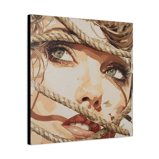 Gallery Wrapped Canvas, Ropes and Reverence Art Canvas, Erotic Shibari Art Canvas – Hana