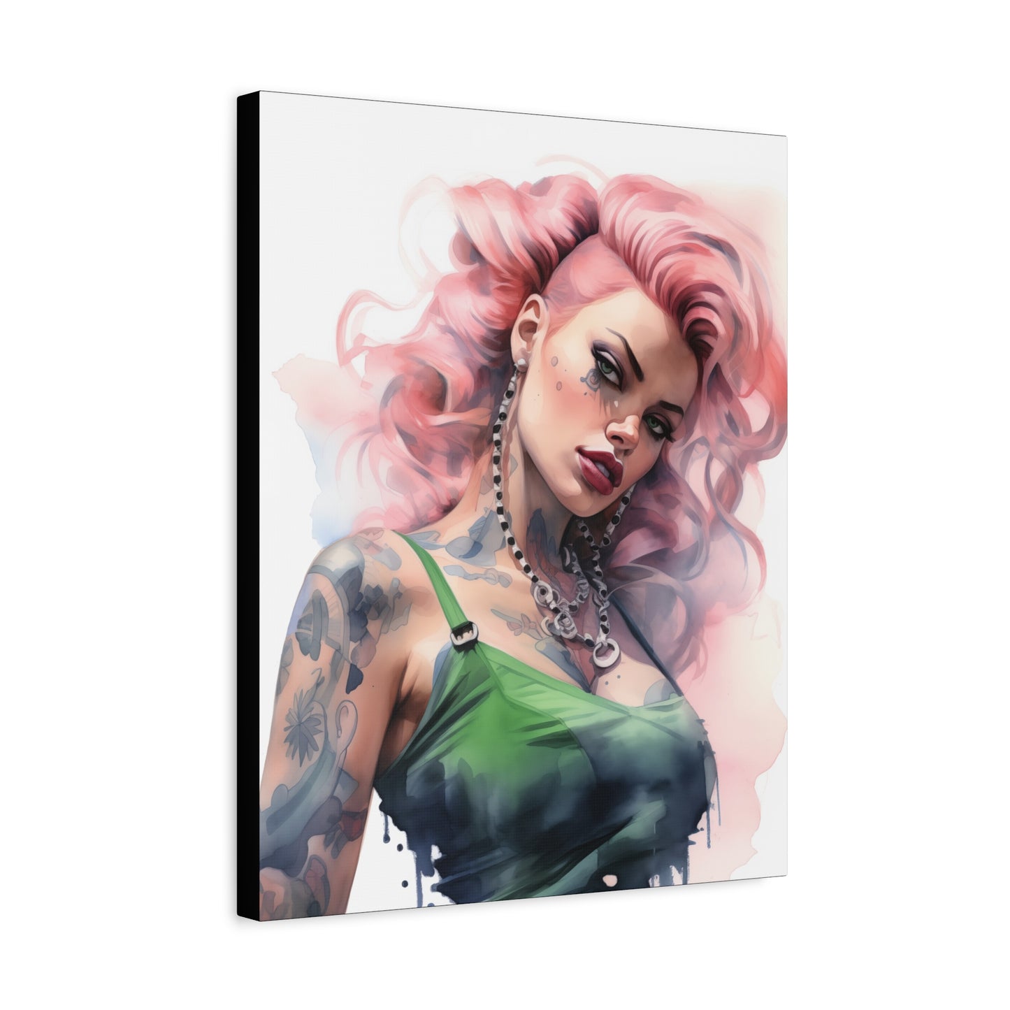 Gallery Wrapped Canvas, Edgy Tattooed Beauty, Urban Pop Art Canvas – Colette