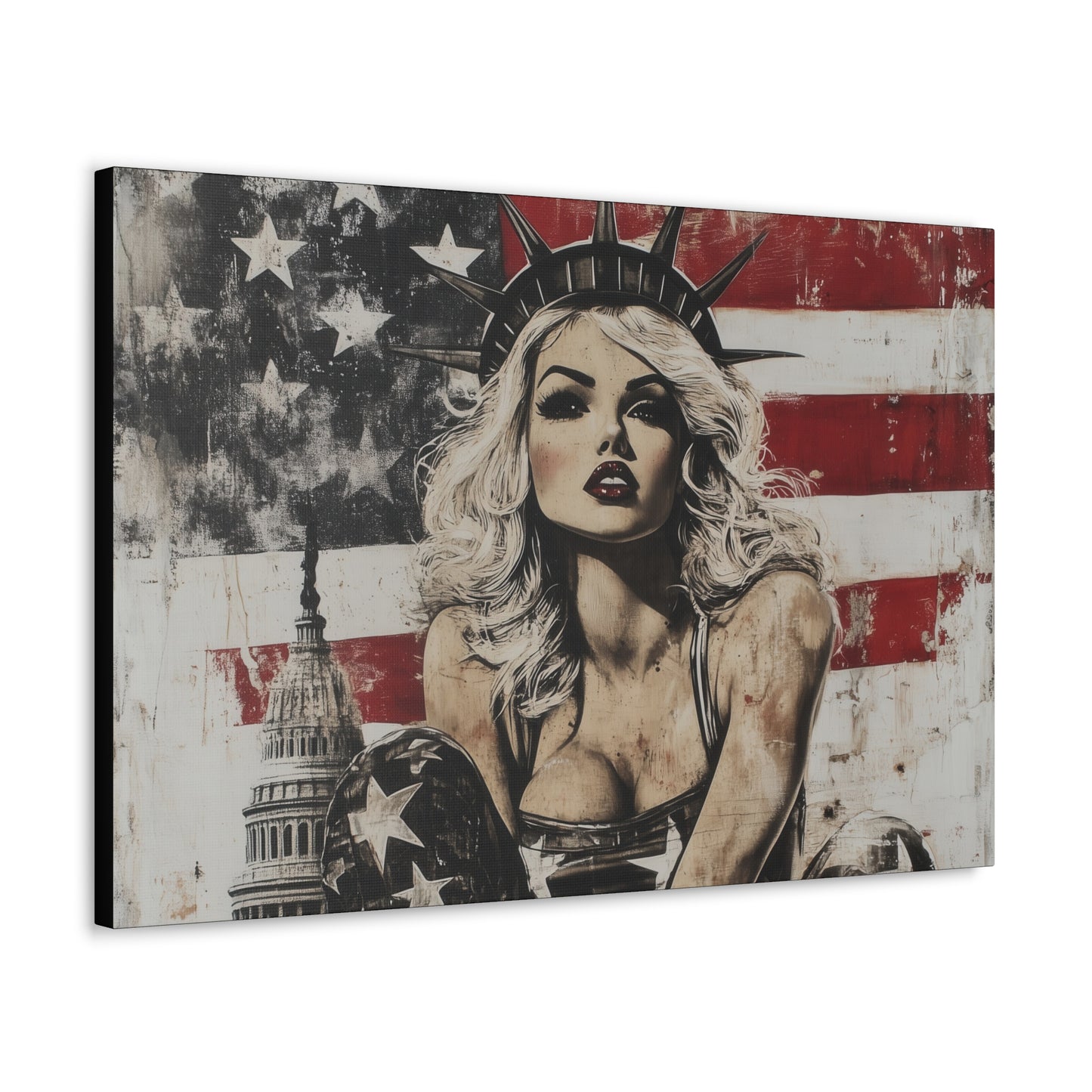 Gallery Wrapped Canvas, Liberty and Lace Art Canvas, Patriotic Art Canvas – Kimberly