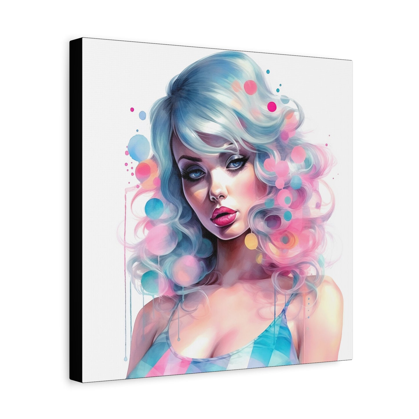 Canvas Gallery Wrapped High-Fashion Wall Art, Stylish Decor, Retro Femme Doll Pop Art – Sylvie