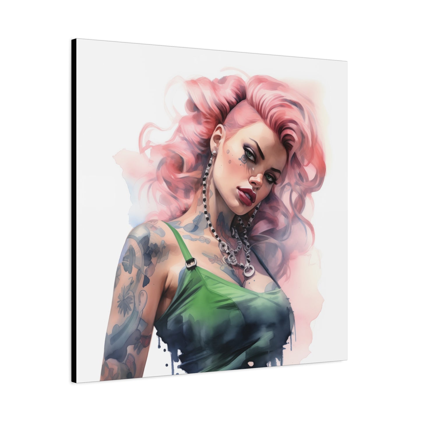 Gallery Wrapped Canvas, Edgy Tattooed Beauty, Urban Pop Art Canvas – Colette