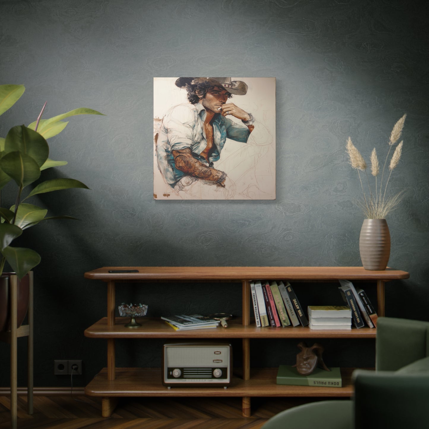 Gallery Wrapped Canvas, Wranglers and Wreckage Art Canvas, Erotic Pinup Art Canvas – Chase