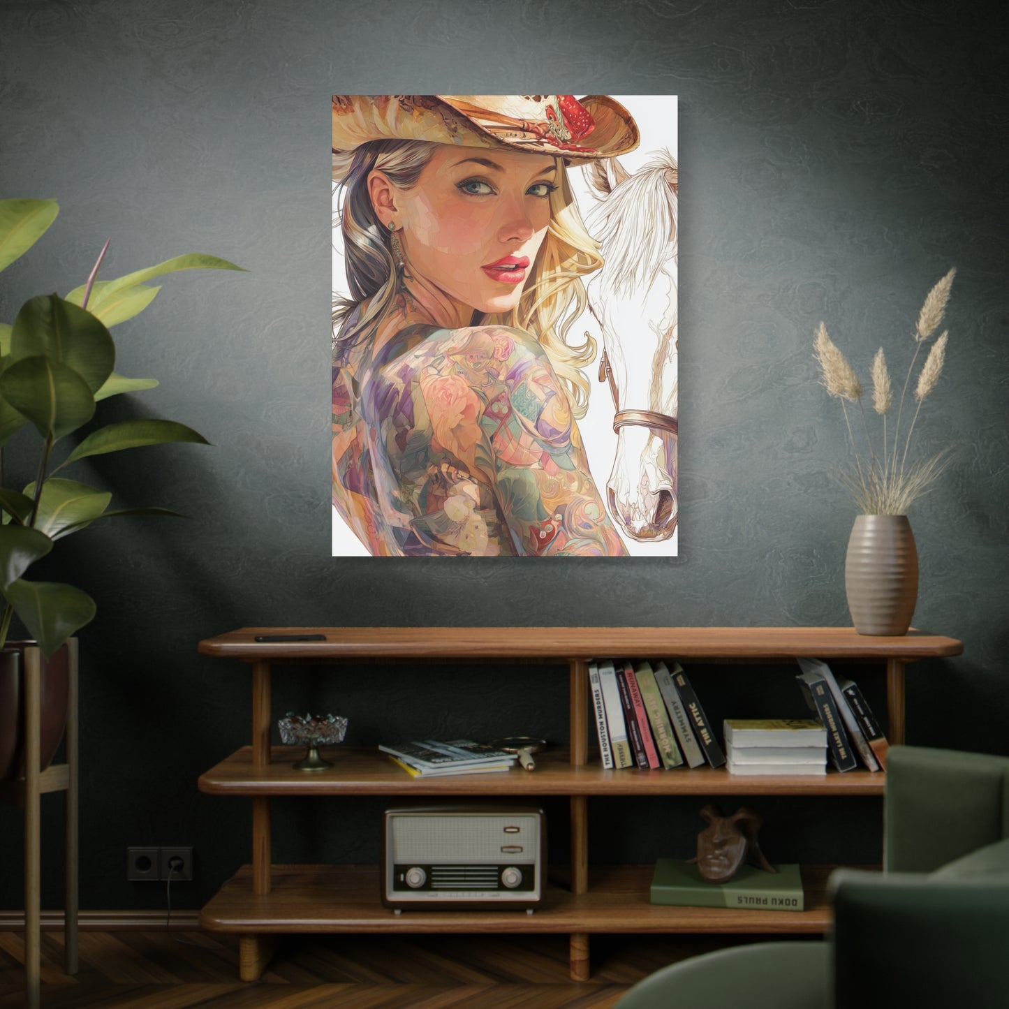 Gallery Wrapped Canvas, Wranglers and Wreckage Art Canvas, Erotic Pinup Art Canvas – Denver