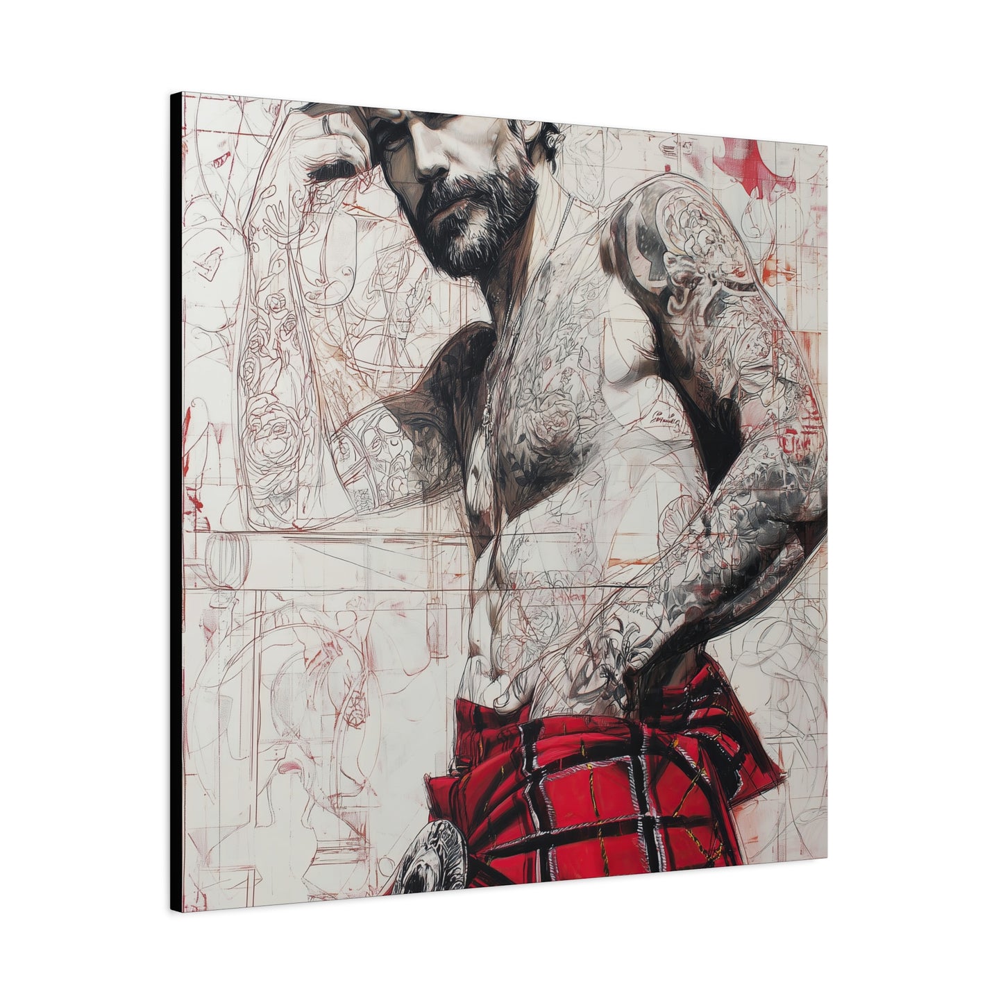Gallery Wrapped Canvas, Kilts and Carnage Art Canvas, Erotic Pinup Art Canvas – Cormac