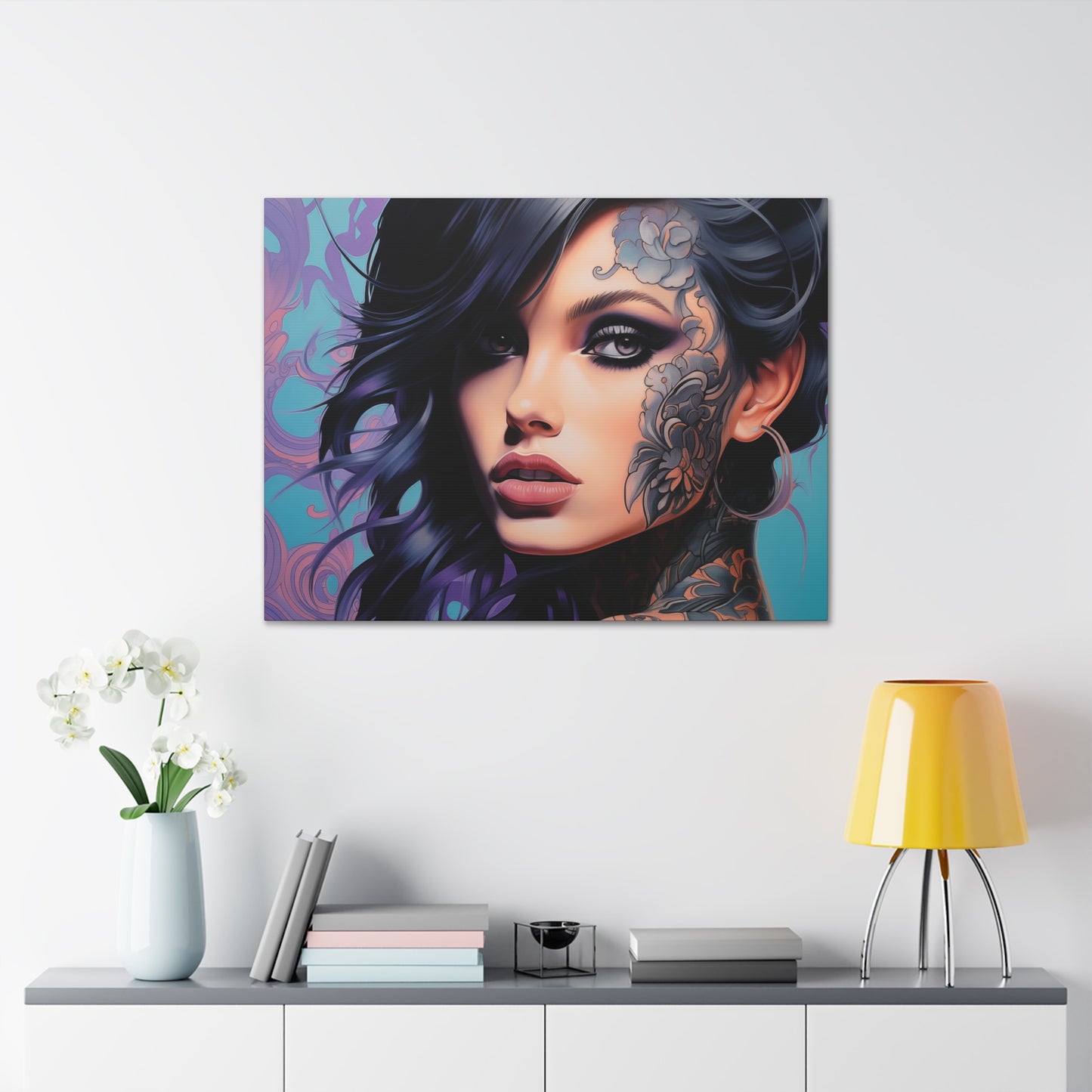 Gallery Wrapped Canvas, Edgy Tattooed Beauty, Urban Pop Art Canvas – Dominique