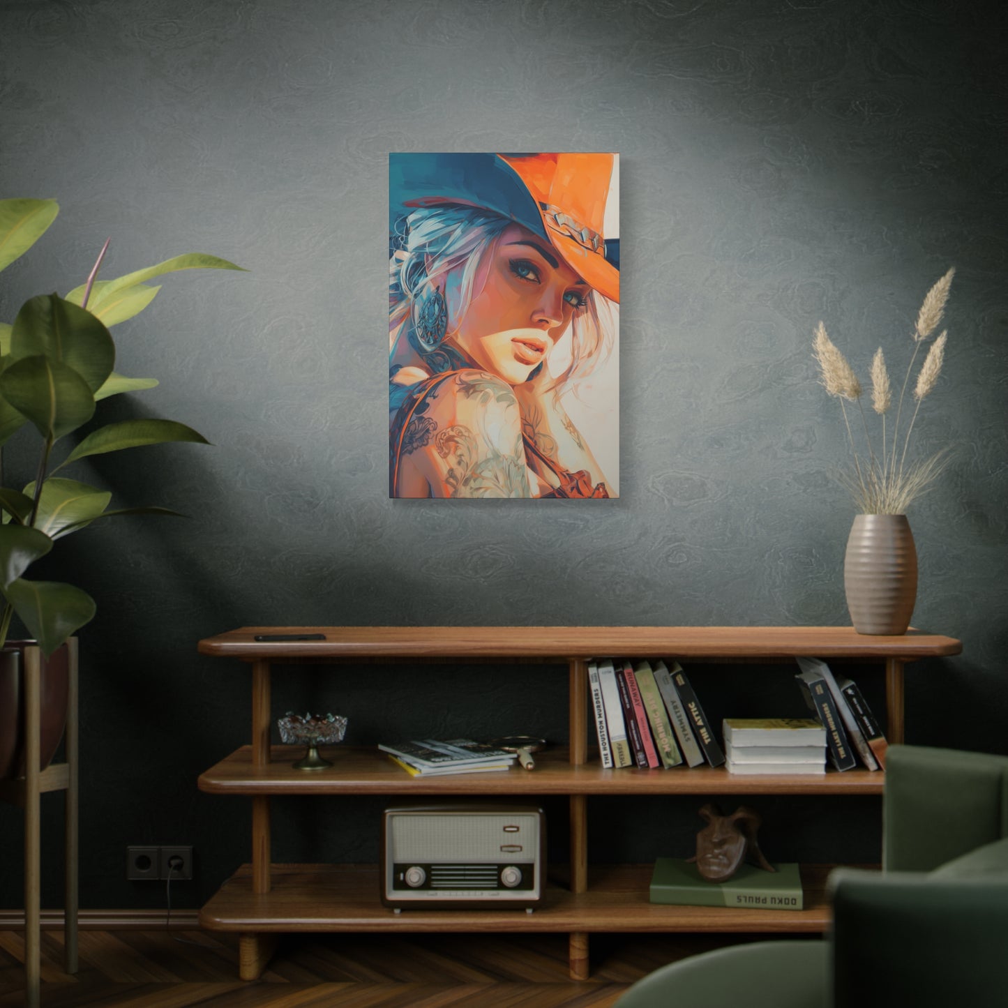 Gallery Wrapped Canvas, Wranglers and Wreckage Art Canvas, Erotic Pinup Art Canvas – Cheyenne