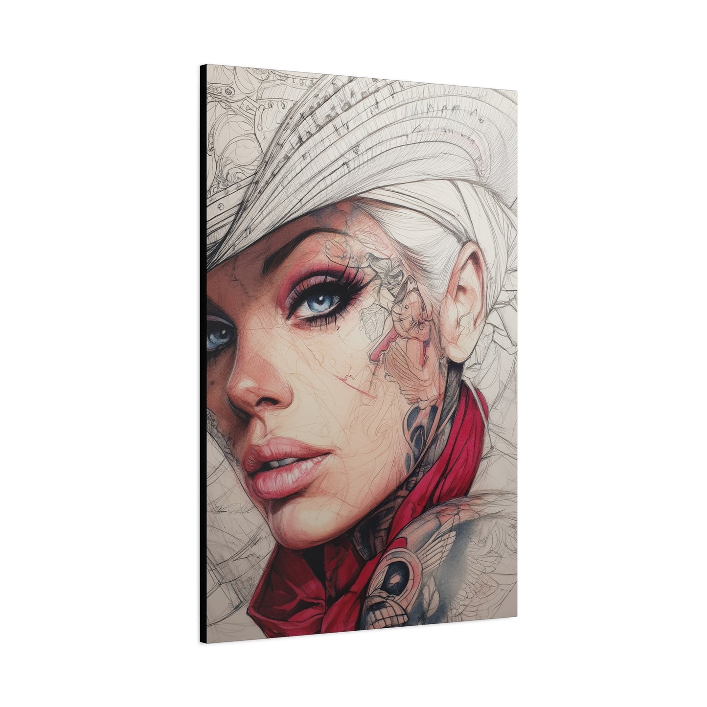 Gallery Wrapped Canvas, Wranglers and Wreckage Art Canvas, Erotic Pinup Art Canvas – Pearl