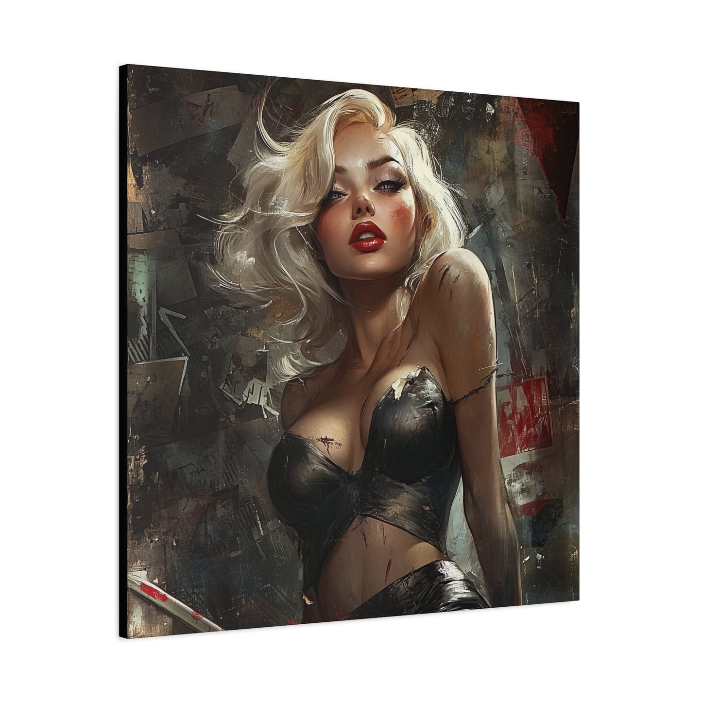 Gallery Wrapped Canvas, Guilt and Grit Adult Art Canvas, Erotic Pinup Art Canvas – Noelle