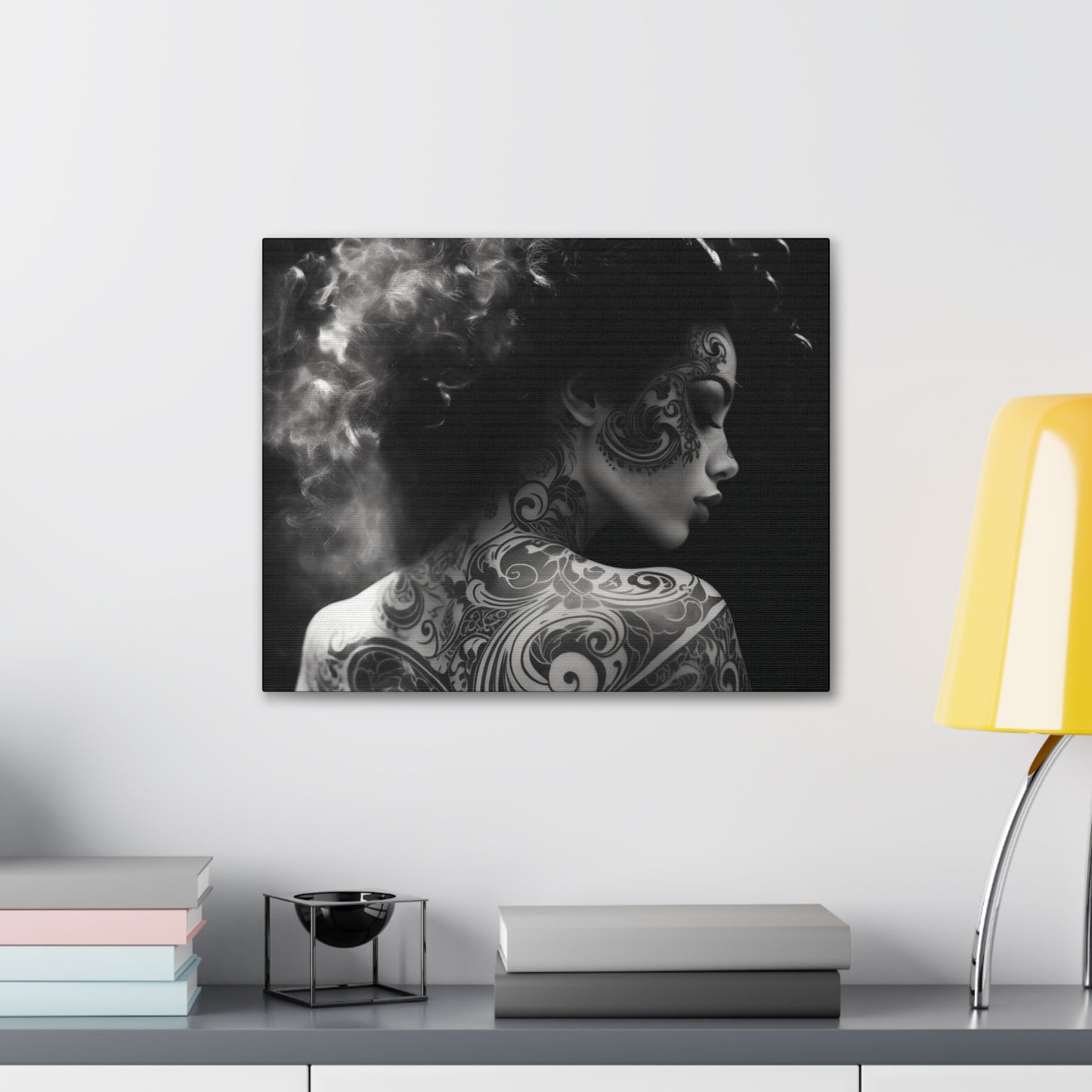 Canvas Gallery Wrap - Black and White Photography - Tattooed and Smoking Again