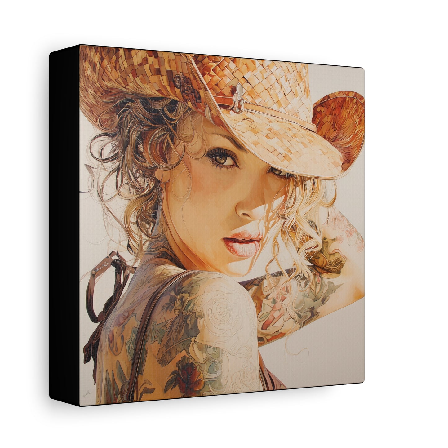 Gallery Wrapped Canvas, Wranglers and Wreckage Art Canvas, Erotic Pinup Art Canvas – Sadie