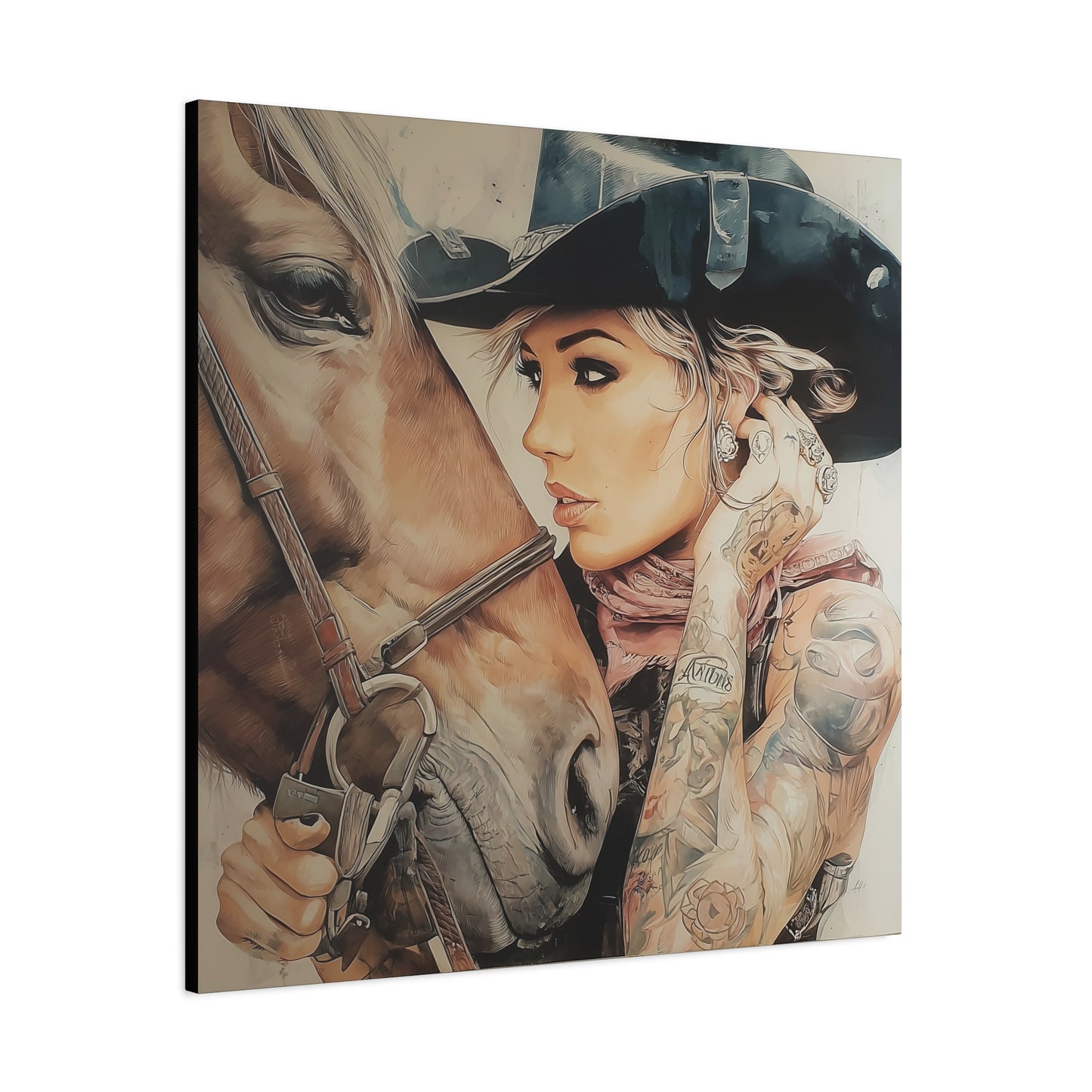 Gallery Wrapped Canvas, Wranglers and Wreckage Art Canvas, Erotic Pinup Art Canvas – Frankie