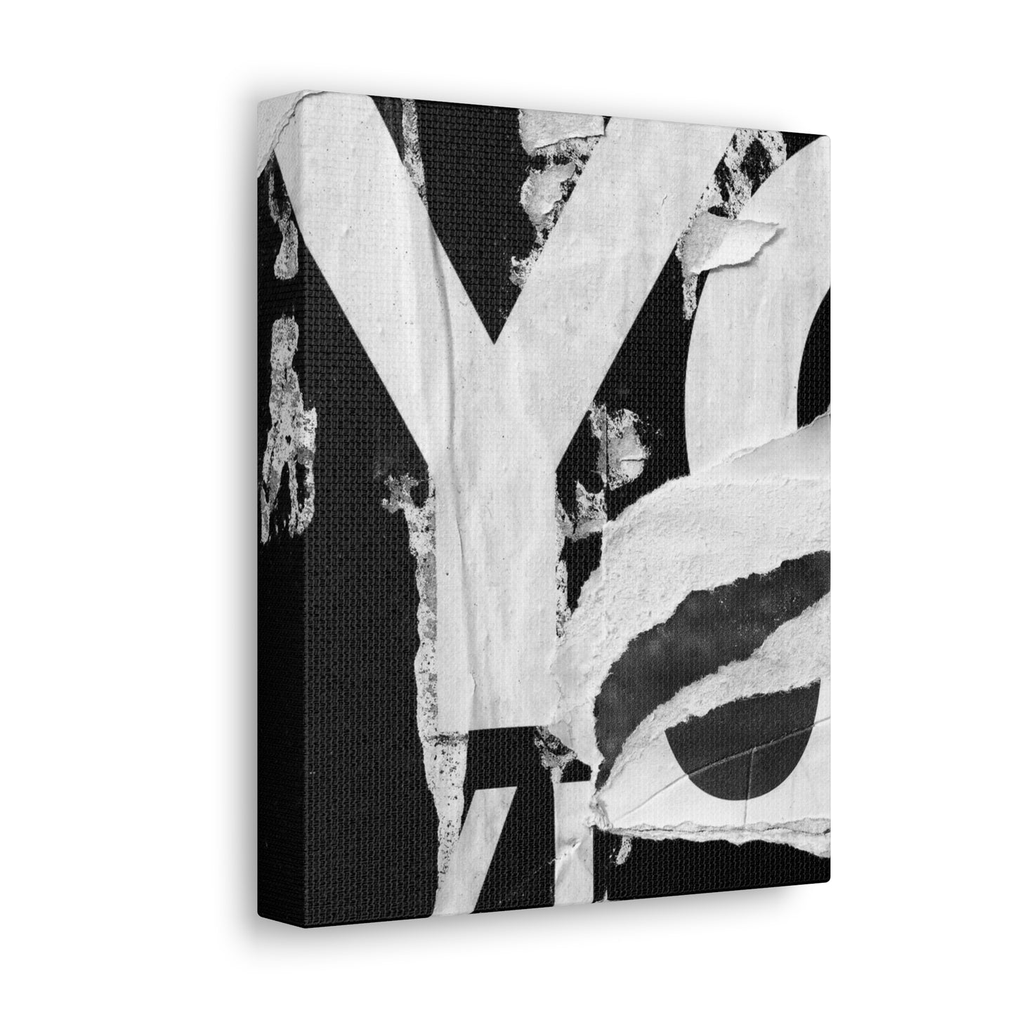 Canvas Wall Art, Gallery Wrapped Urban Street Art, Abstract Torn Poster Street Art - Black and White YO