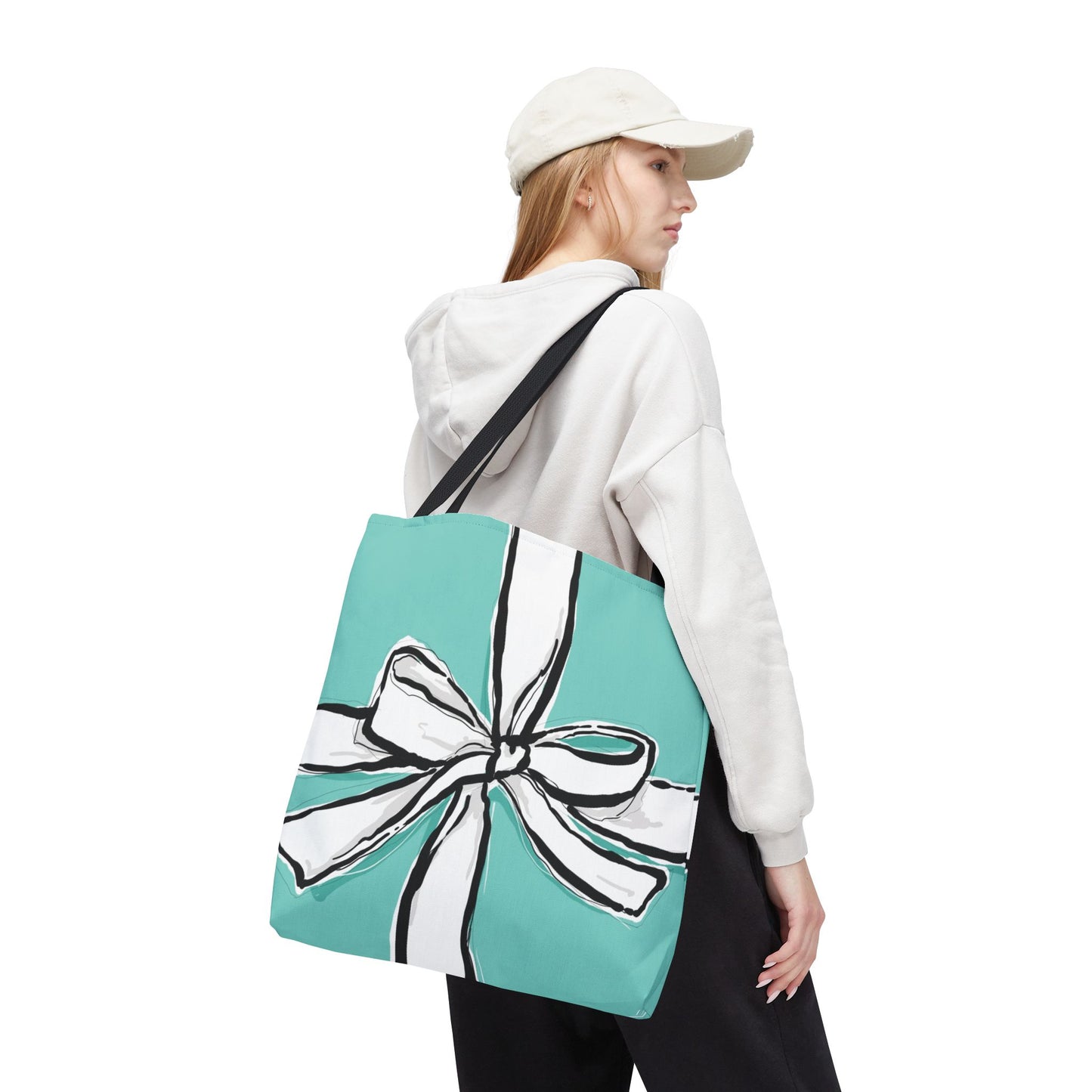 Robin Egg Blue Bow Tote Bag, Utility Tote - Breakfast at Tiffany Inspired Tote - Bow Tote
